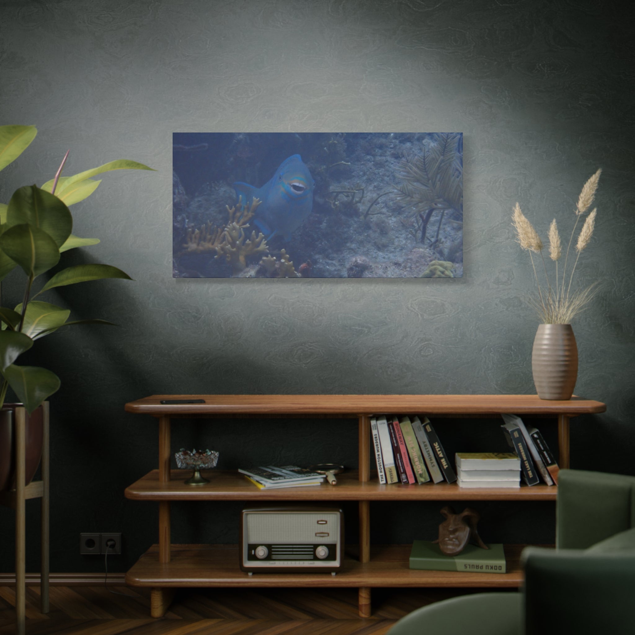 Underwater Parrotfish Canvas Print — Tropical Reef Wall Art