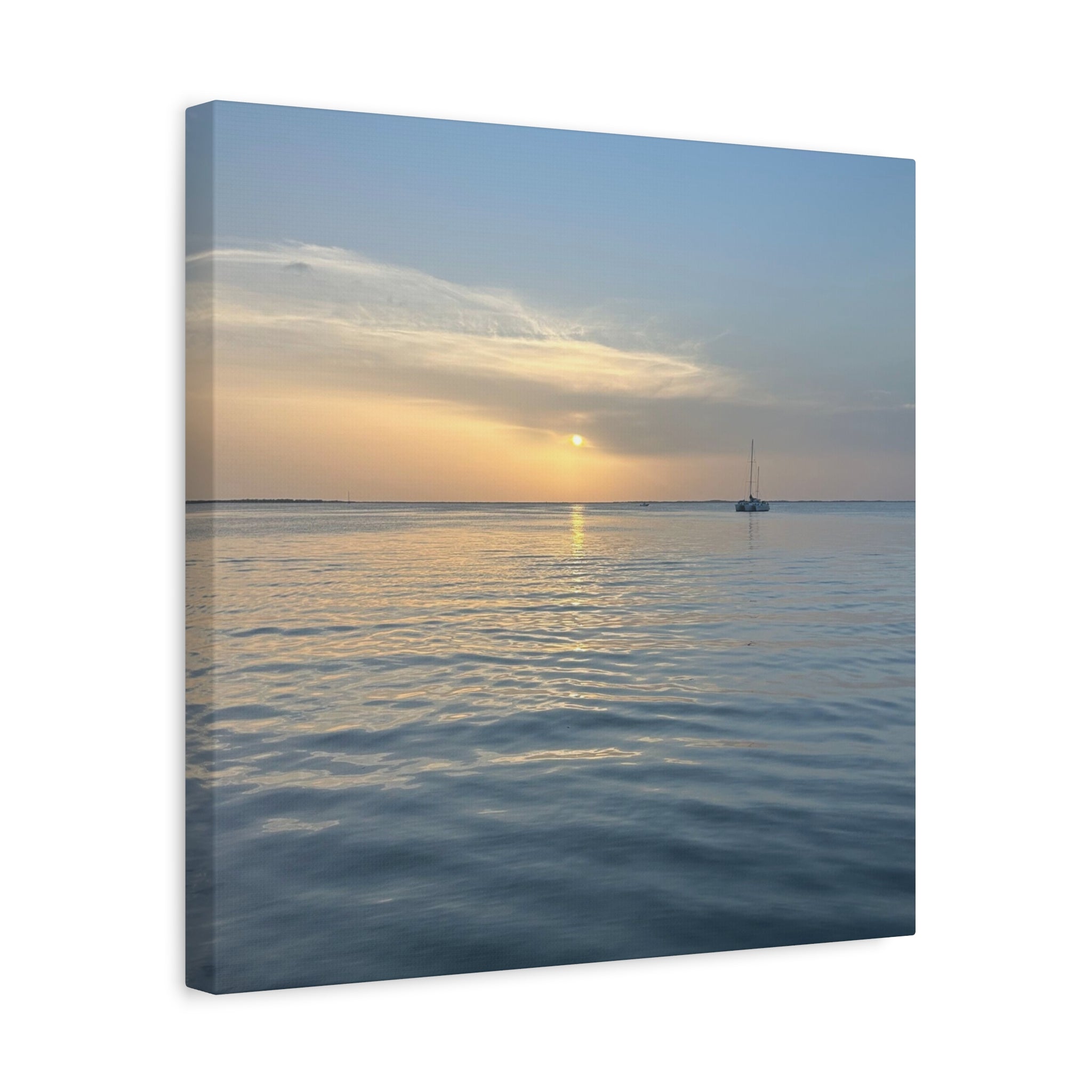 Sunset Sail Matte Canvas Print — Tranquil Ocean Wall Art, Stretched 1.25"