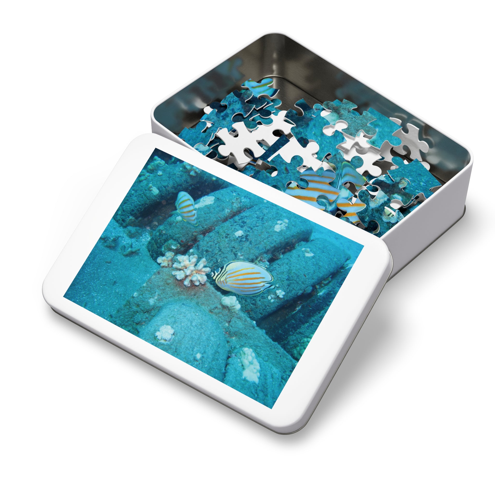 Underwater Butterflyfish Jigsaw Puzzle with Tin – Ocean Coral Reef