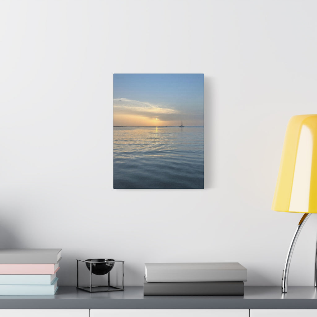 Sunset Sail Matte Canvas Print — Tranquil Ocean Wall Art, Stretched 1.25"