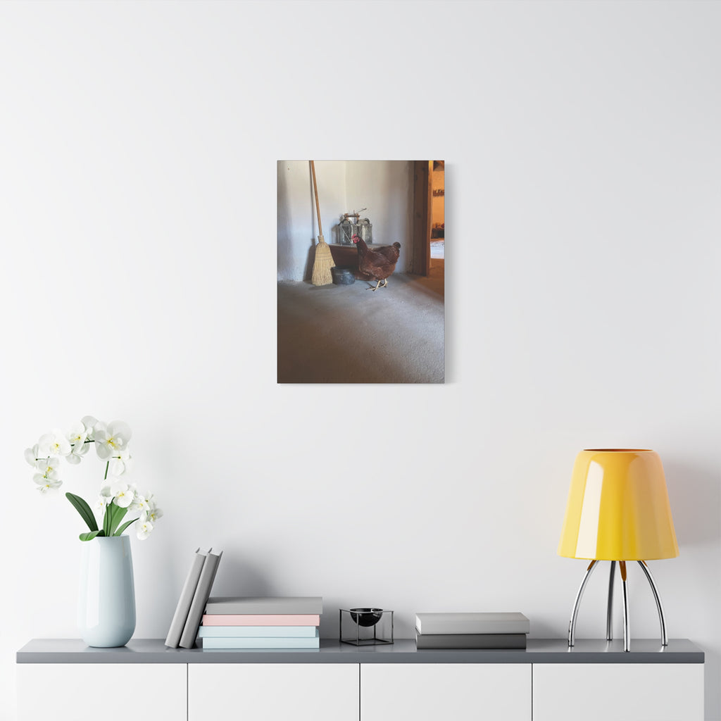 Farmhouse Chicken Canvas Print - Rustic Hen Matte Stretched Wall Art