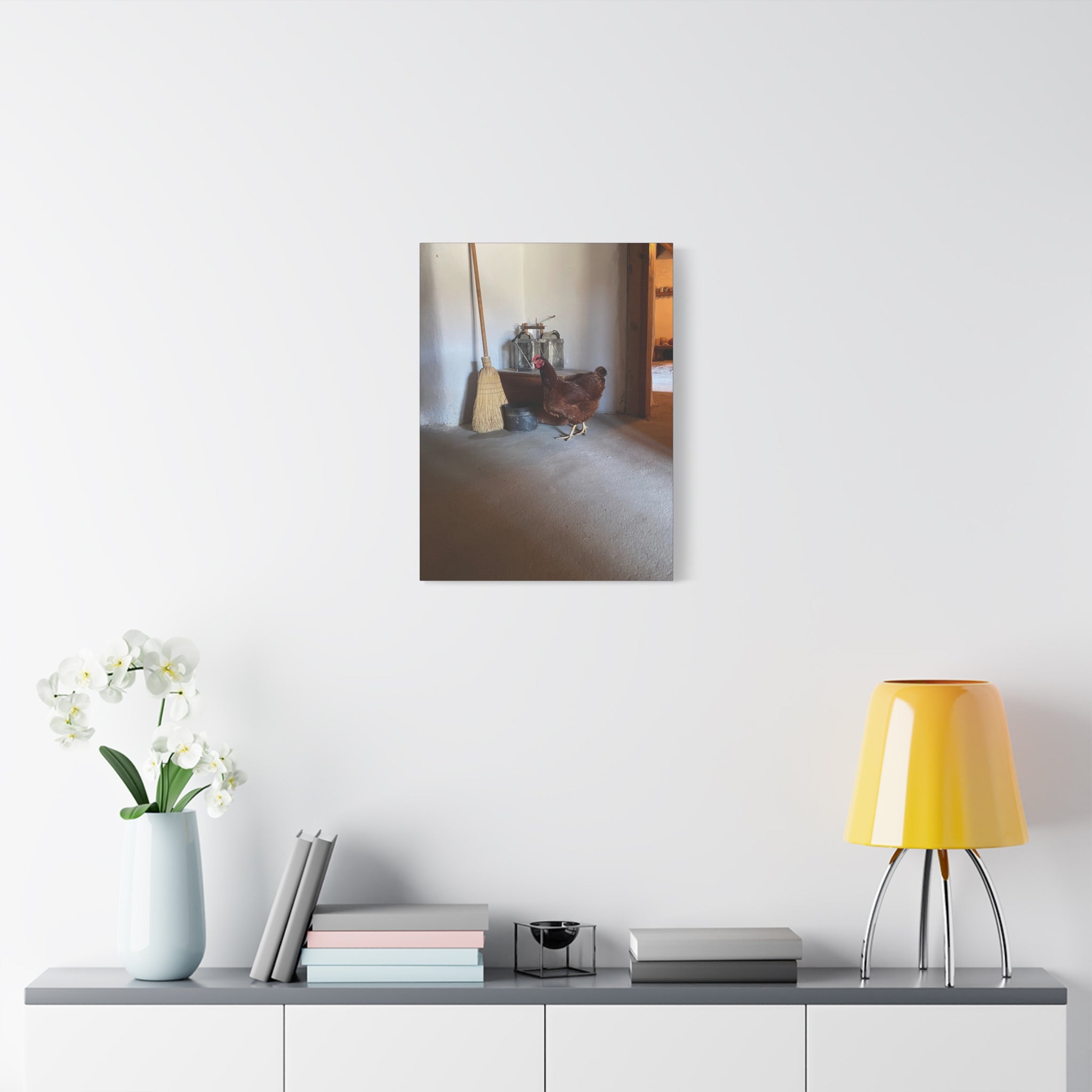 Farmhouse Chicken Canvas Print - Rustic Hen Matte Stretched Wall Art