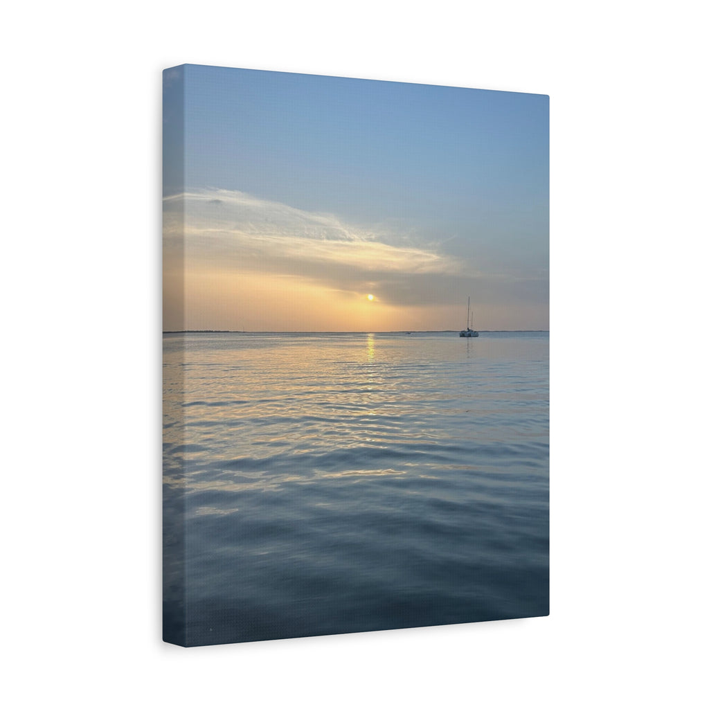 Sunset Sail Matte Canvas Print — Tranquil Ocean Wall Art, Stretched 1.25"