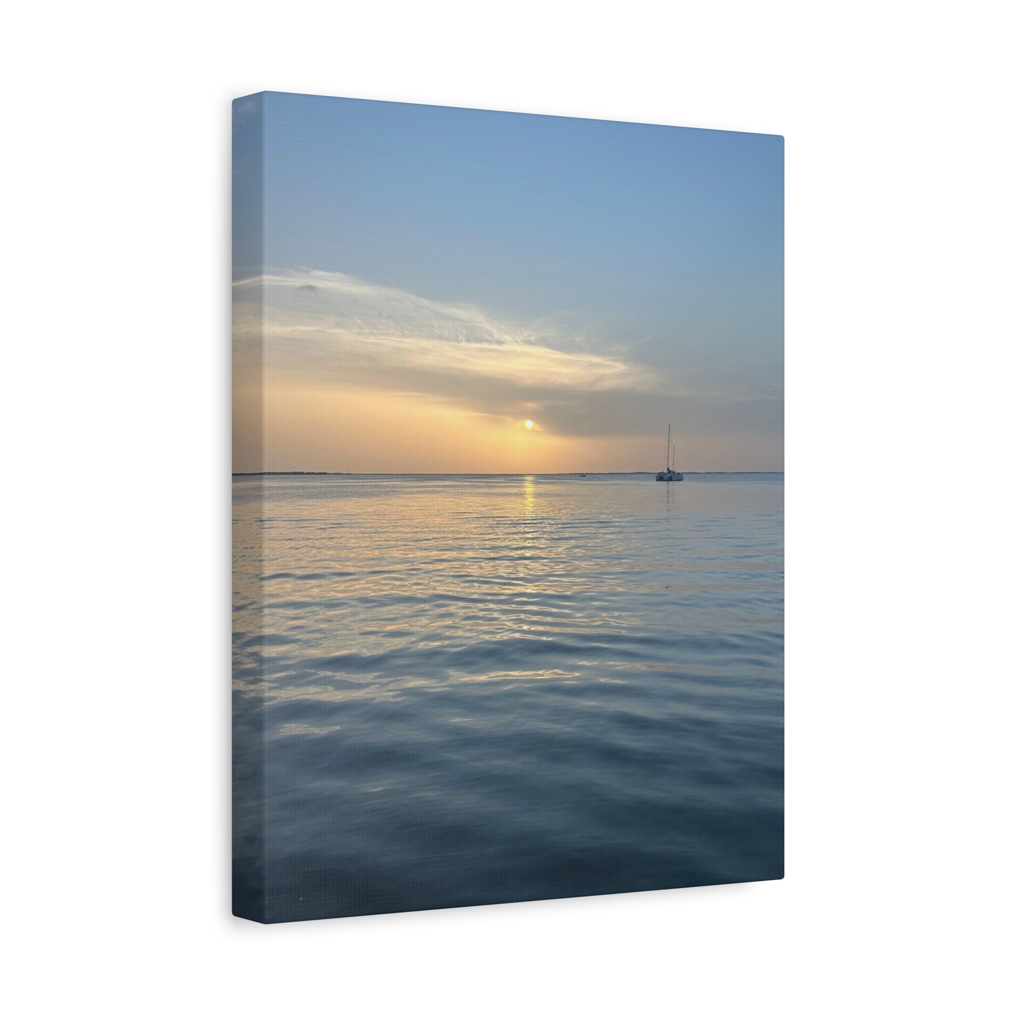 Sunset Sail Matte Canvas Print — Tranquil Ocean Wall Art, Stretched 1.25"