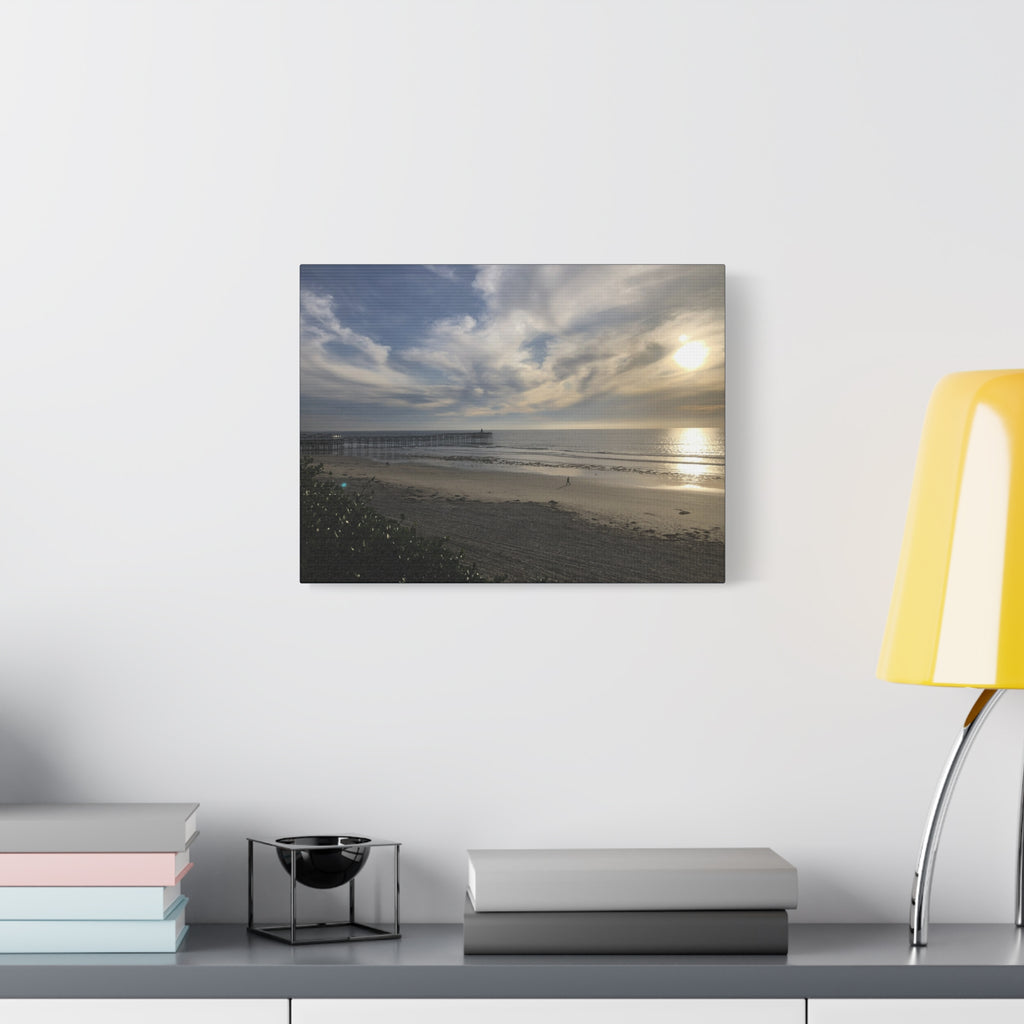 Sunset Pier Beach Canvas Print — Matte Stretched Wall Art
