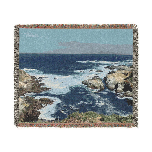 Coastal Ocean Waves Woven Blanket