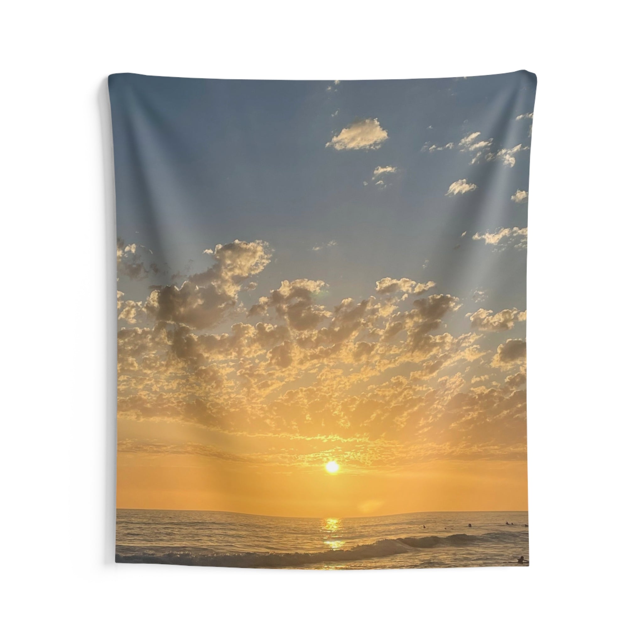 Sunset Beach Tapestry — Golden Ocean Sunset Wall Art