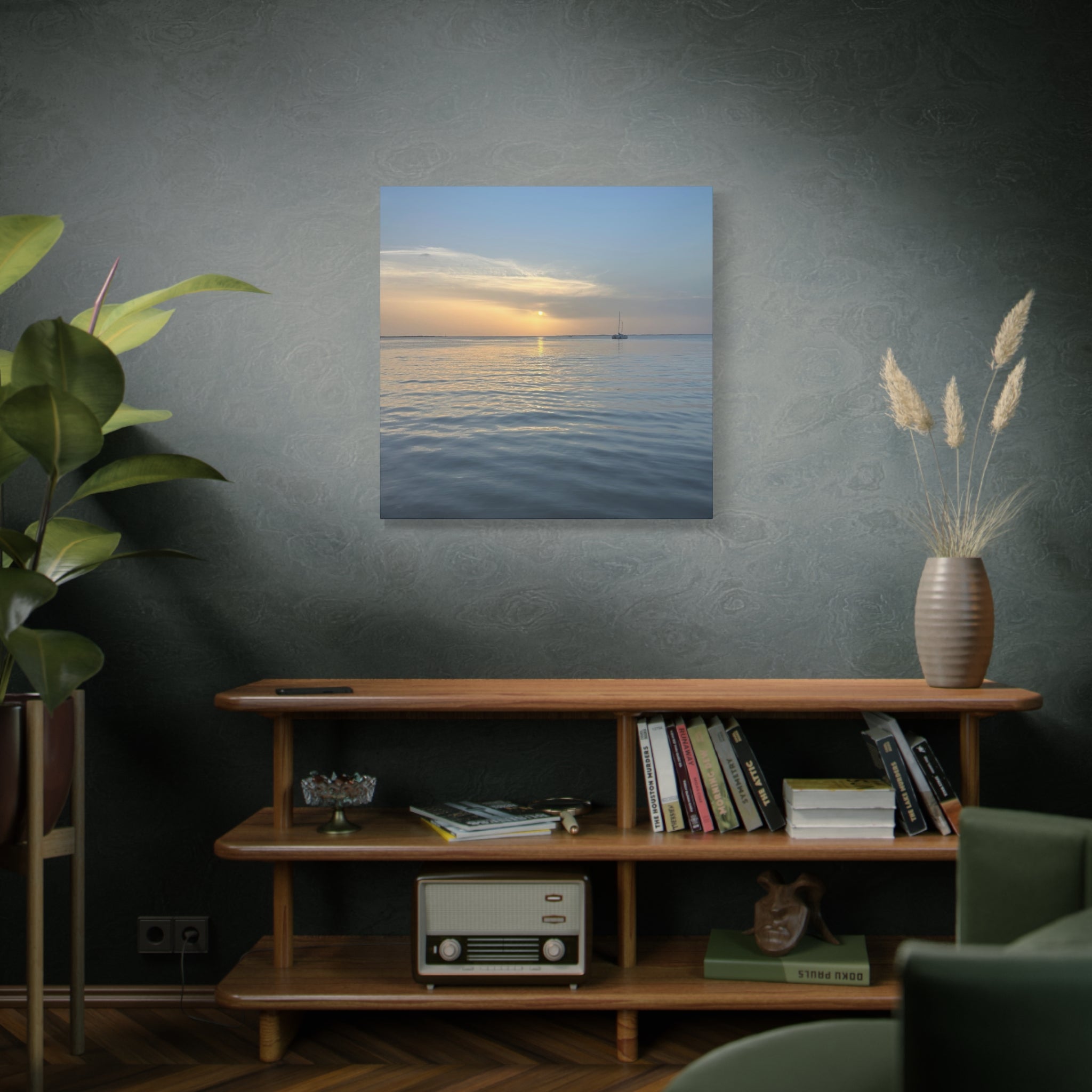 Sunset Sail Matte Canvas Print — Tranquil Ocean Wall Art, Stretched 1.25"