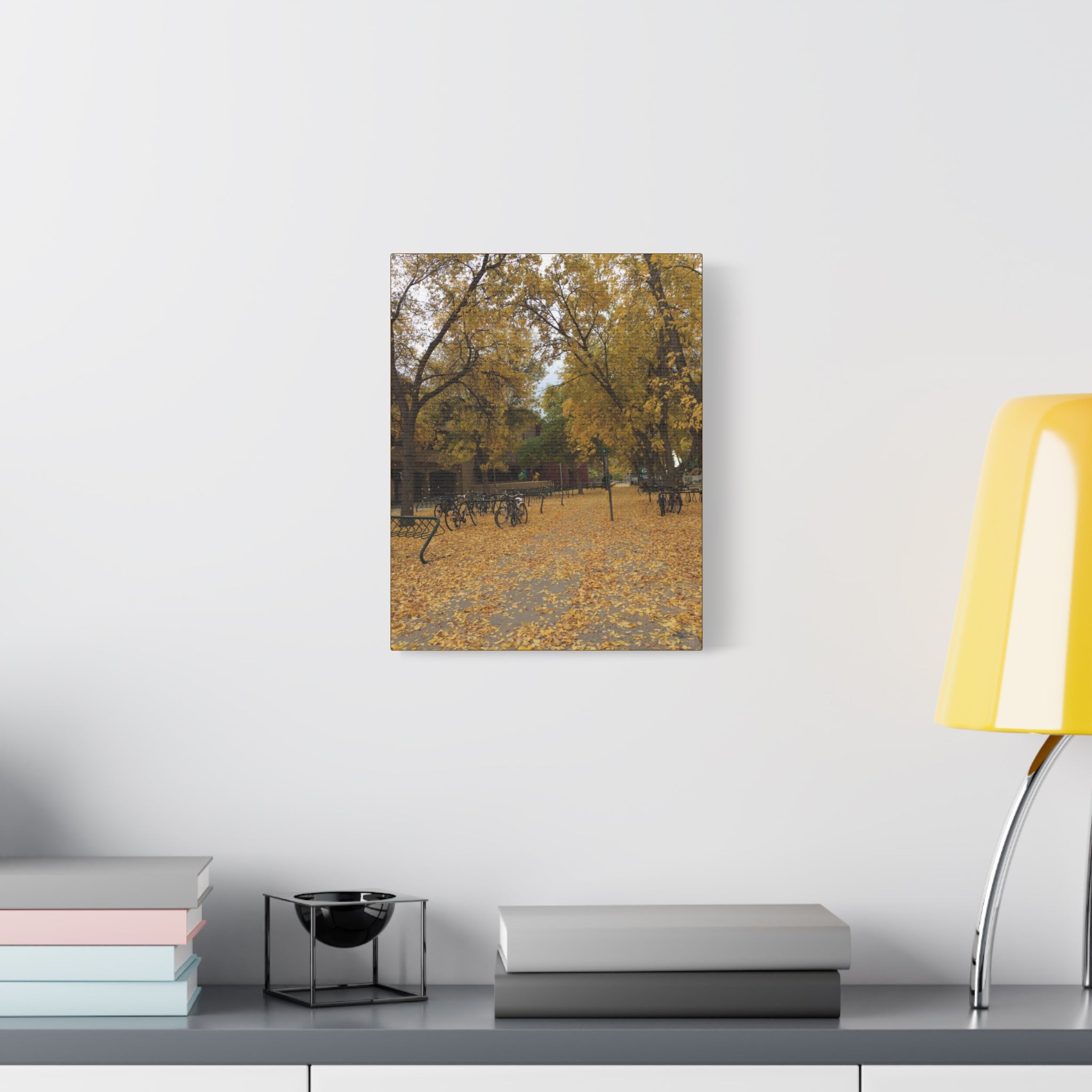 Autumn Campus Walk Matte Canvas Print