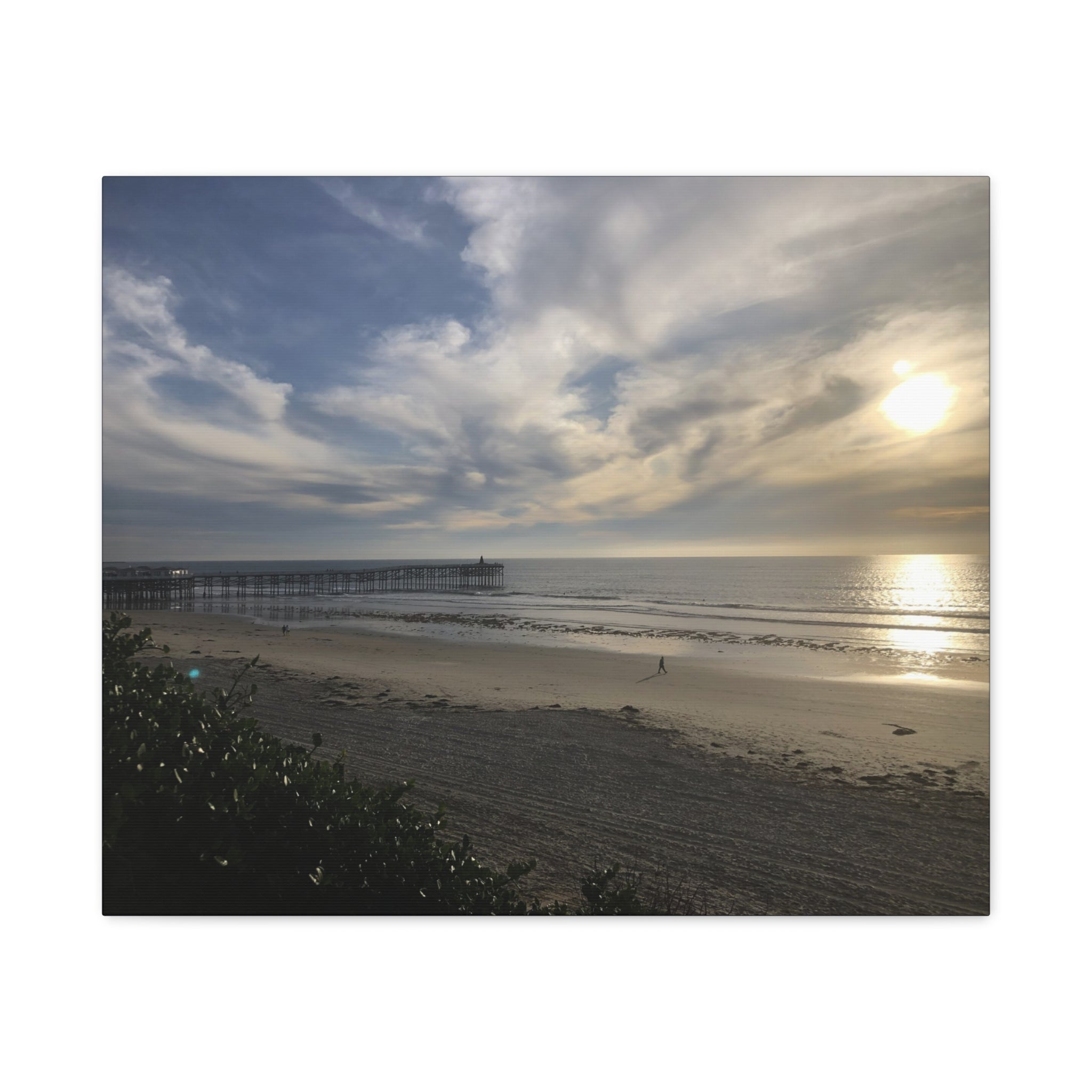 Sunset Pier Beach Canvas Print — Matte Stretched Wall Art