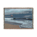 Coastal Pier Woven Blanket — Scenic Beach Throw for Home & Travel