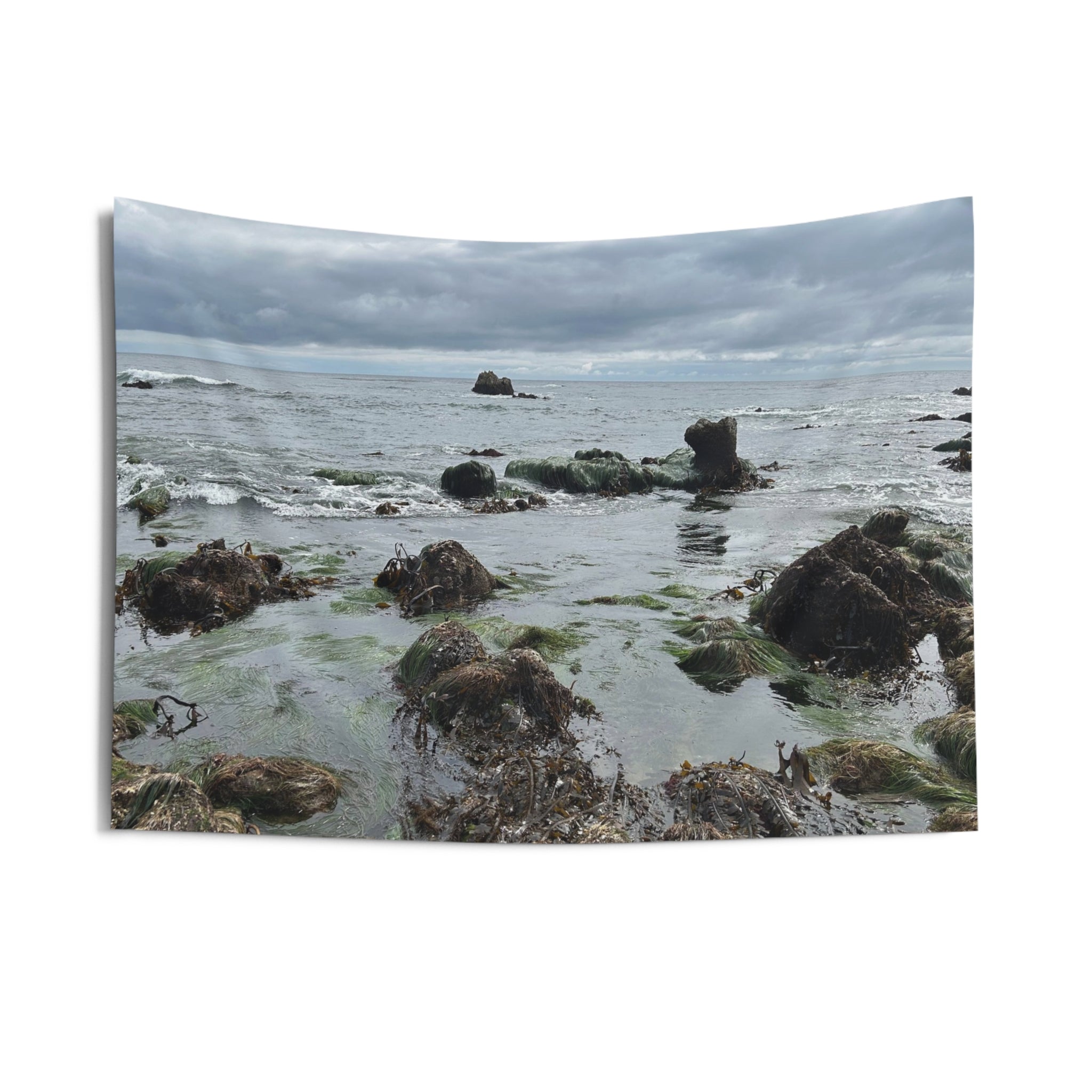 Coastal Shoreline Tapestry — Moody Rocky Beach Wall Art