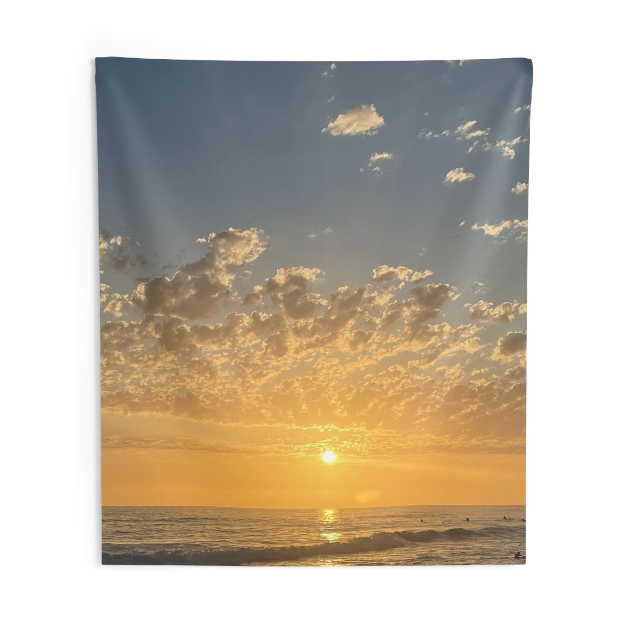 Sunset Beach Tapestry — Golden Ocean Sunset Wall Art