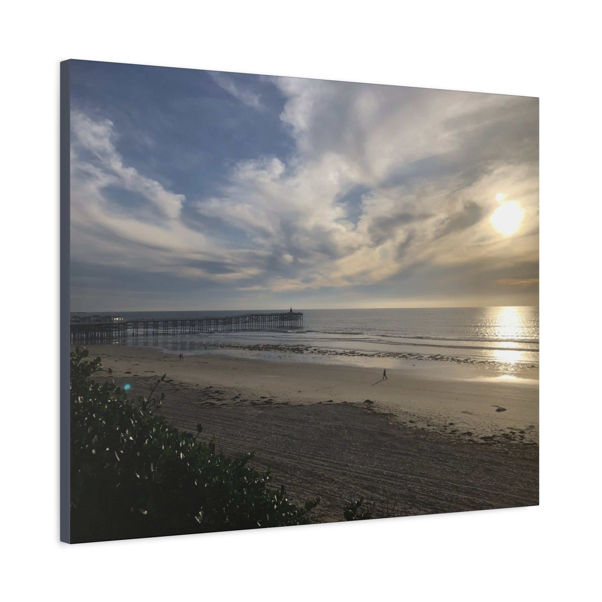 Sunset Pier Beach Canvas Print — Matte Stretched Wall Art