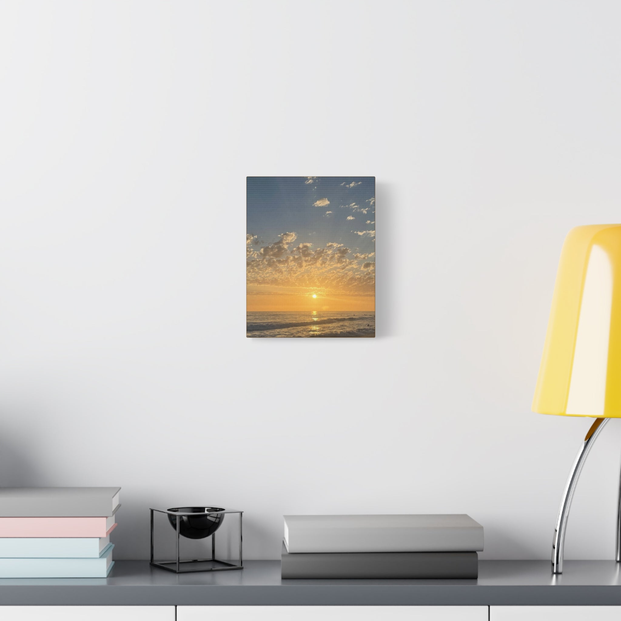 Sunset Over Ocean Matte Canvas Print — Beach Sunrise Wall Art (Stretched 1.25")
