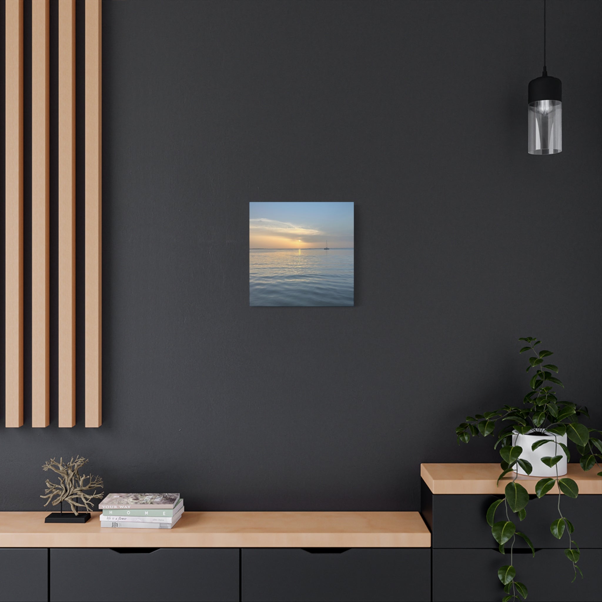 Sunset Sail Matte Canvas Print — Tranquil Ocean Wall Art, Stretched 1.25"