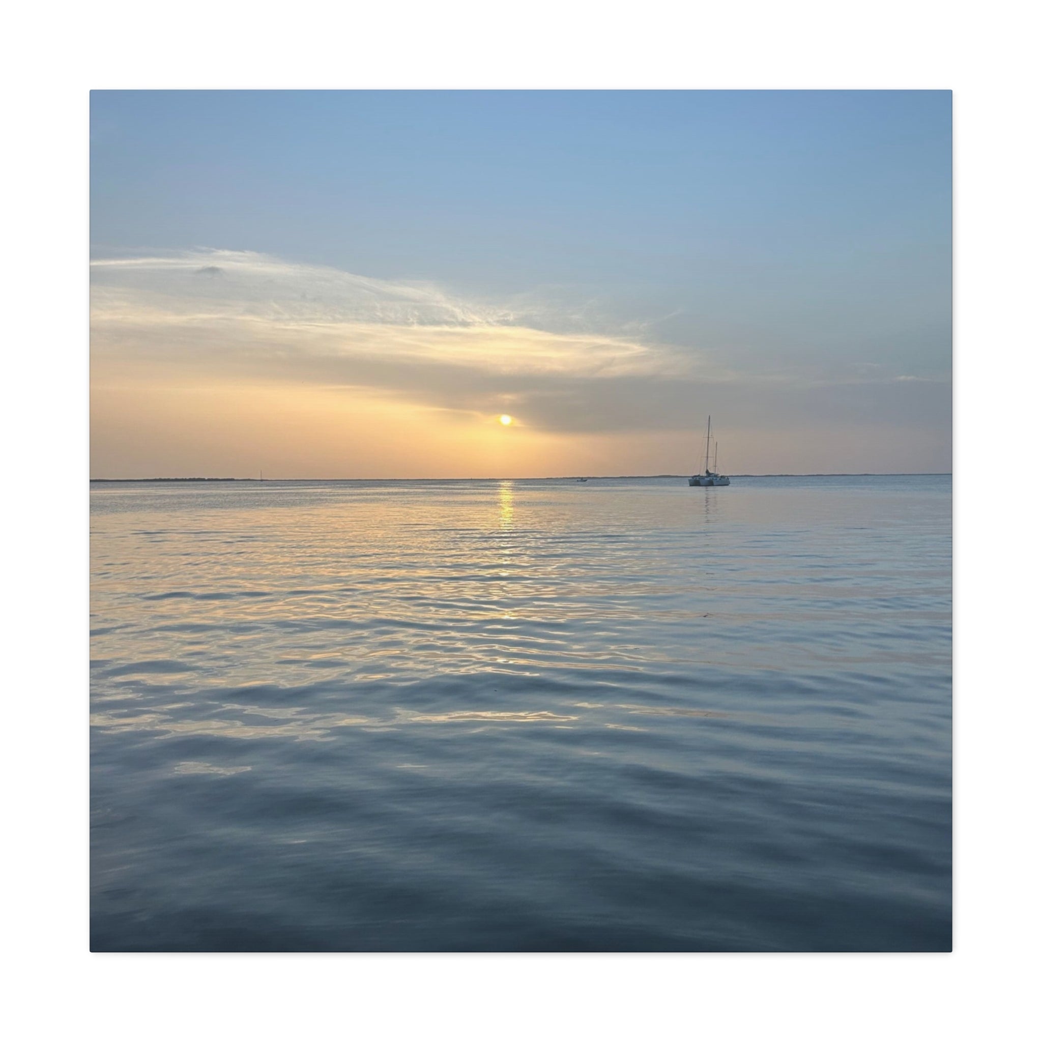 Sunset Sail Matte Canvas Print — Tranquil Ocean Wall Art, Stretched 1.25"
