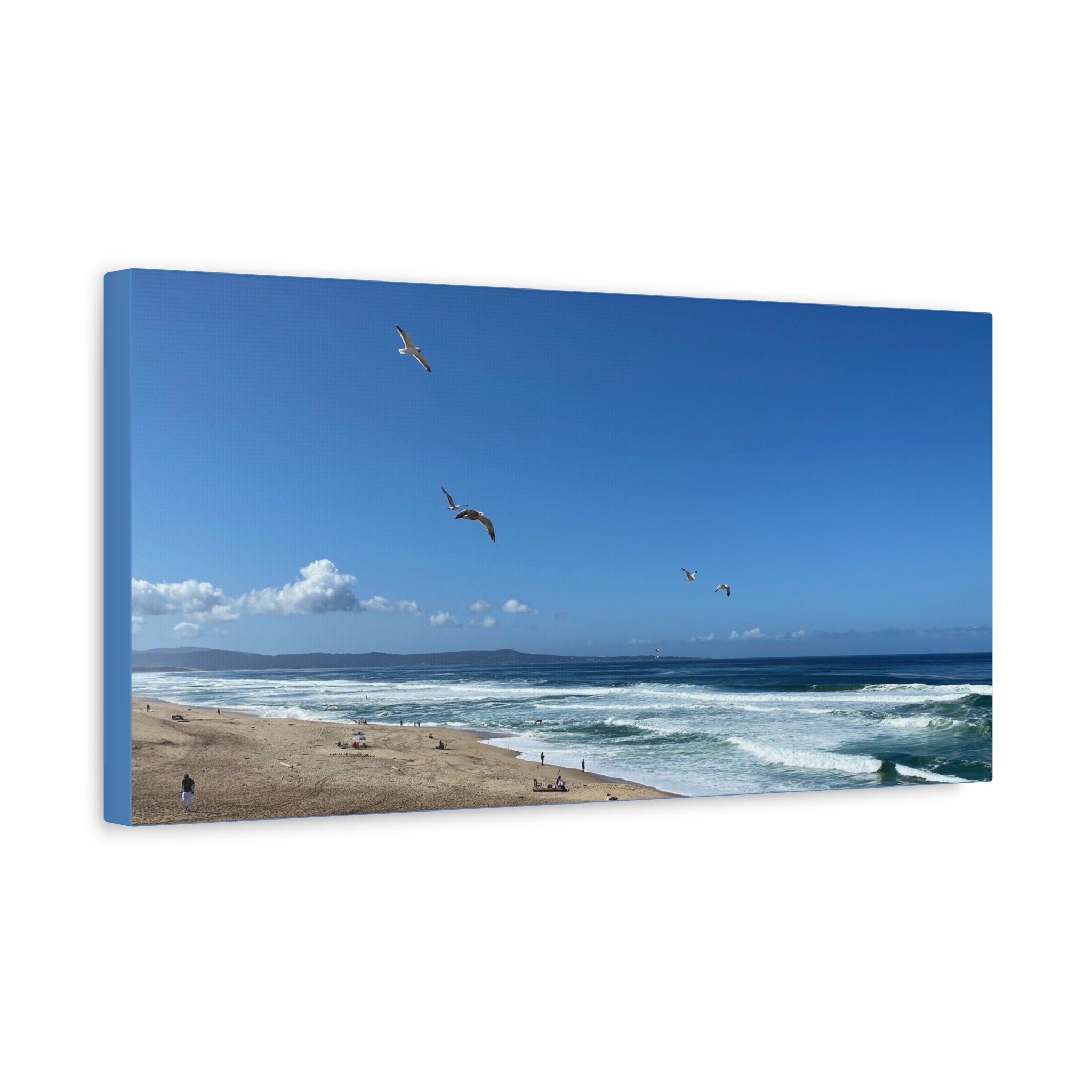 Coastal Seascape Canvas Print — Panoramic Beach with Seagulls