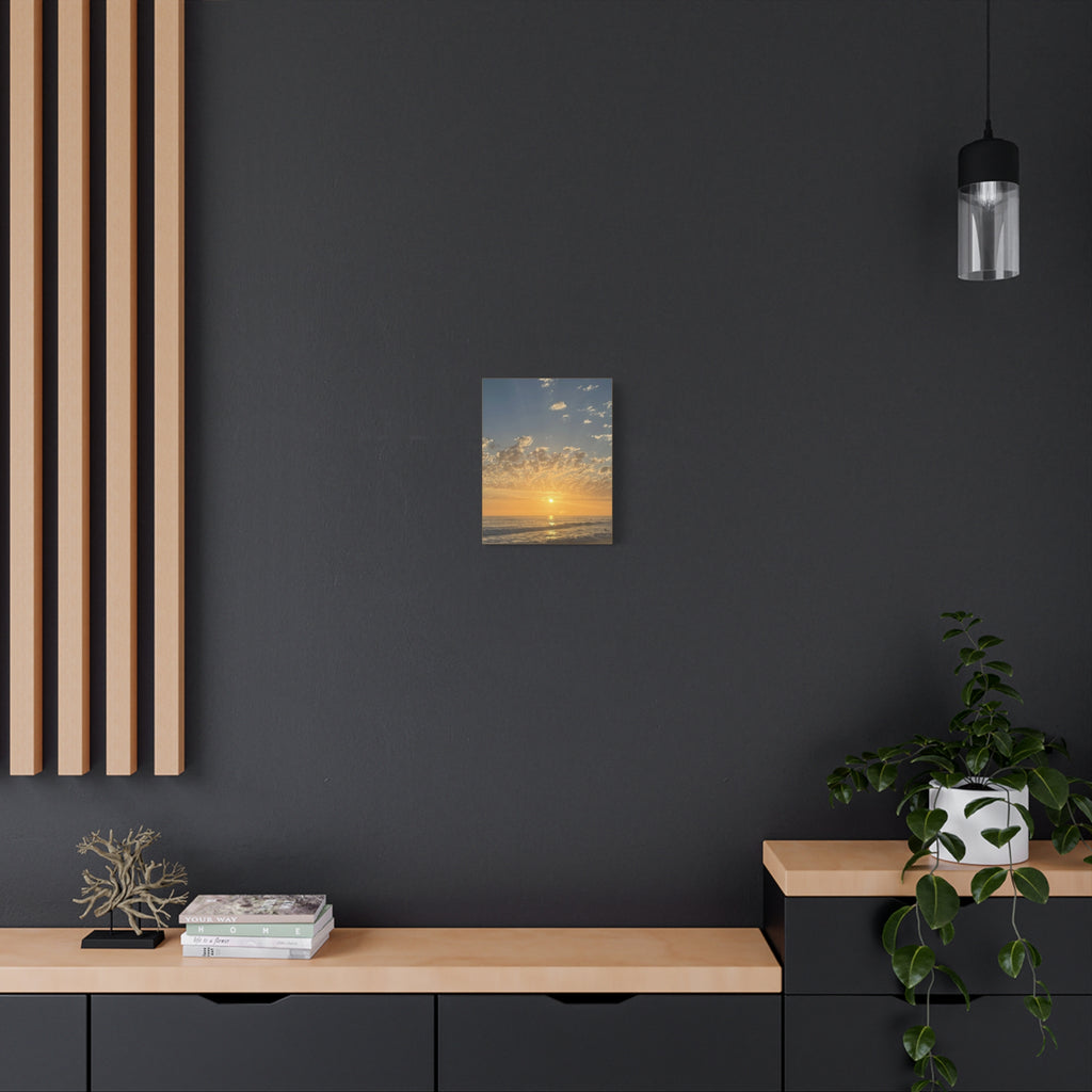 Sunset Over Ocean Matte Canvas Print — Beach Sunrise Wall Art (Stretched 1.25")