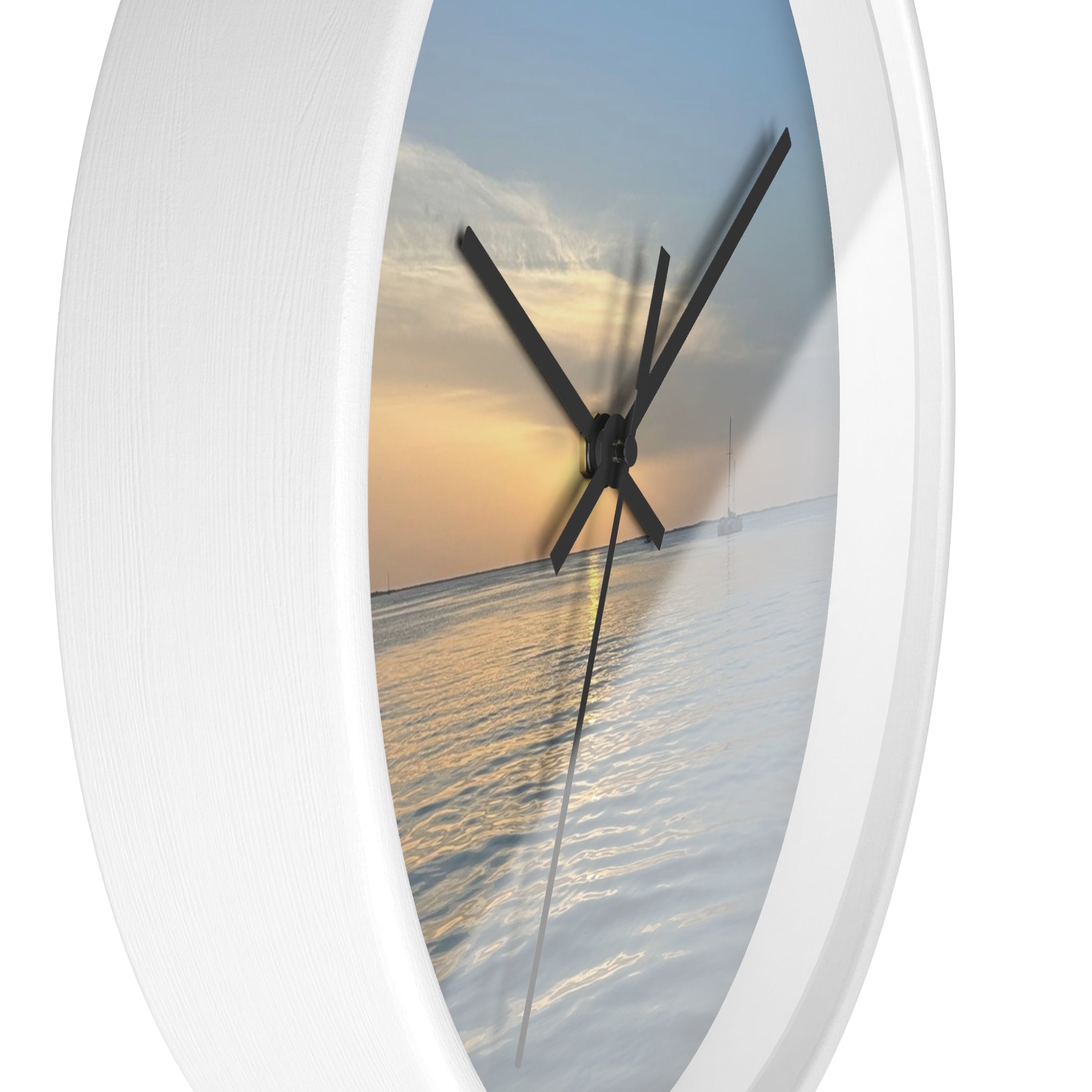 Sunset Sail Wall Clock — Coastal Sunset Seascape Home Decor