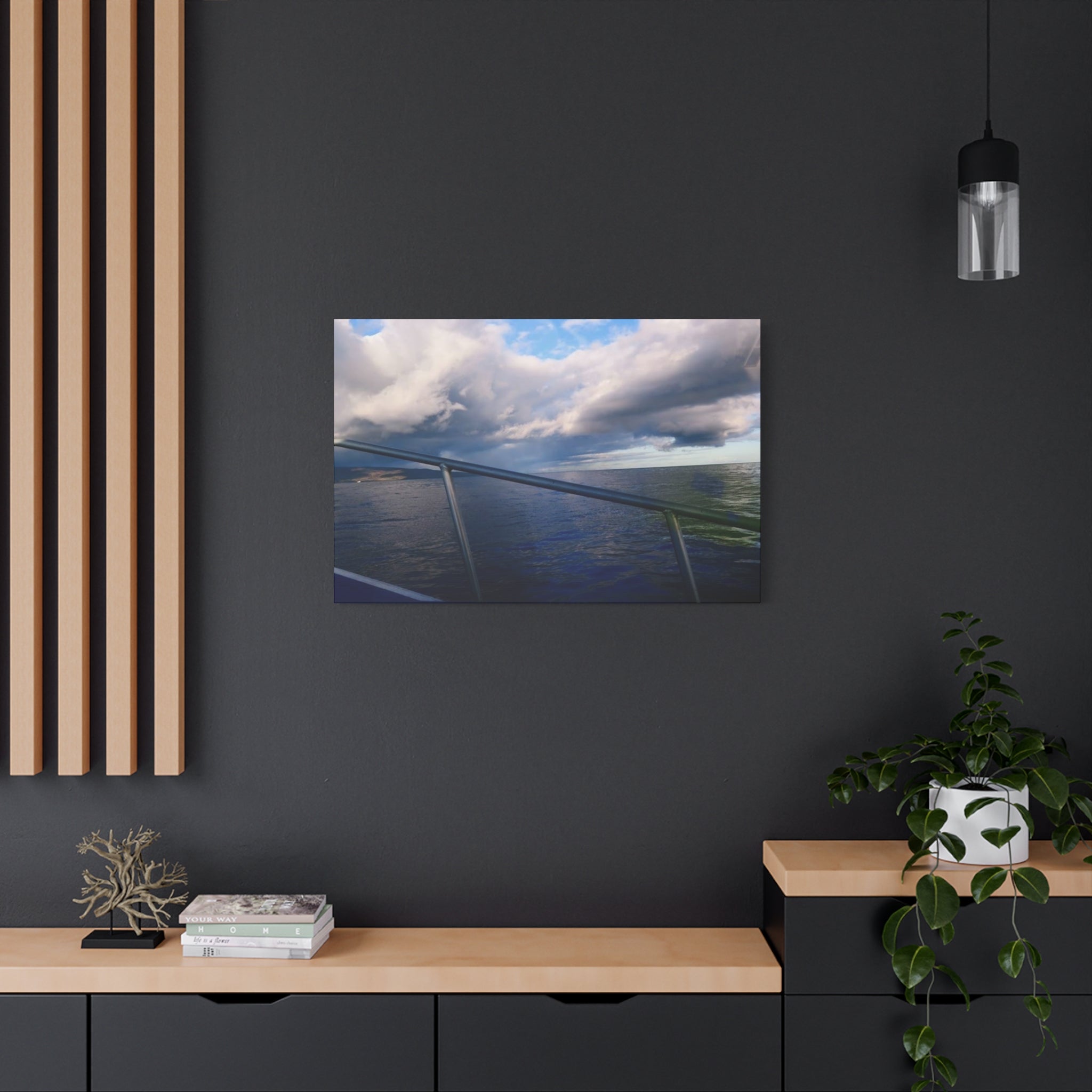 Ocean Horizon Boat Ride Matte Canvas Print – Stretched Seascape Wall Art
