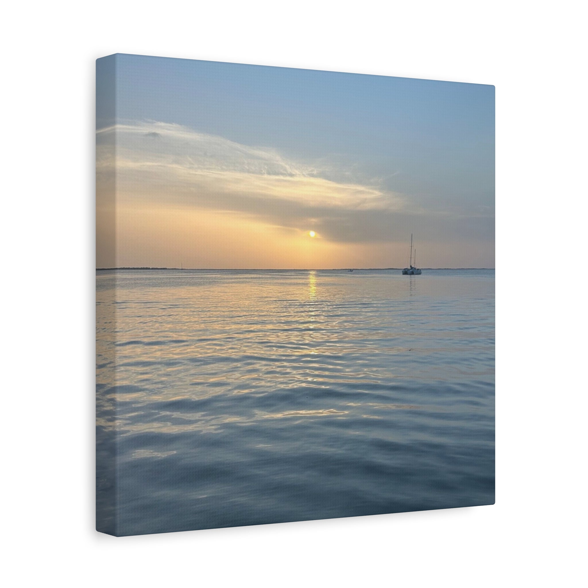 Sunset Sail Matte Canvas Print — Tranquil Ocean Wall Art, Stretched 1.25"