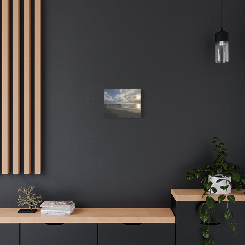Sunset Pier Beach Canvas Print — Matte Stretched Wall Art