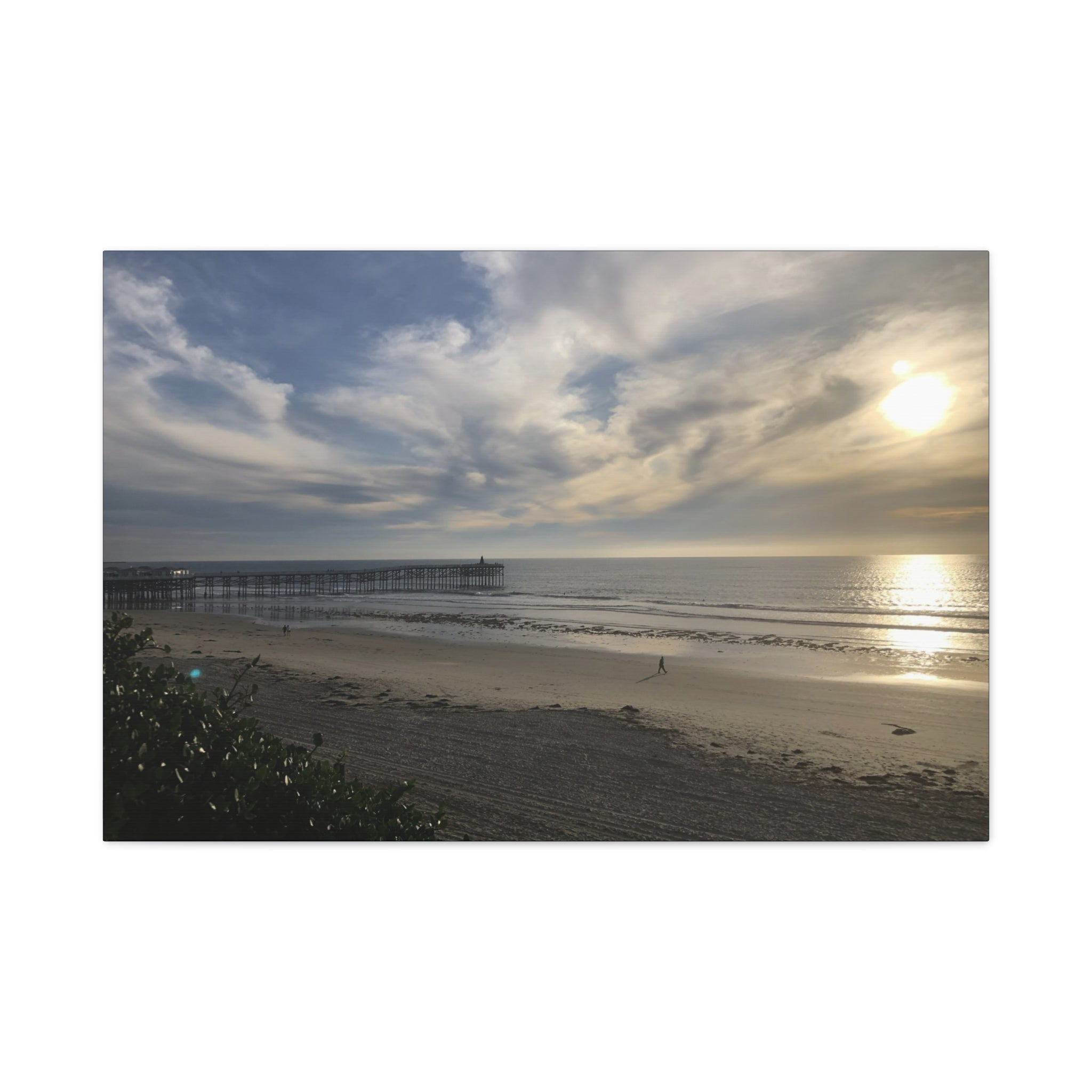 Sunset Pier Beach Canvas Print — Matte Stretched Wall Art