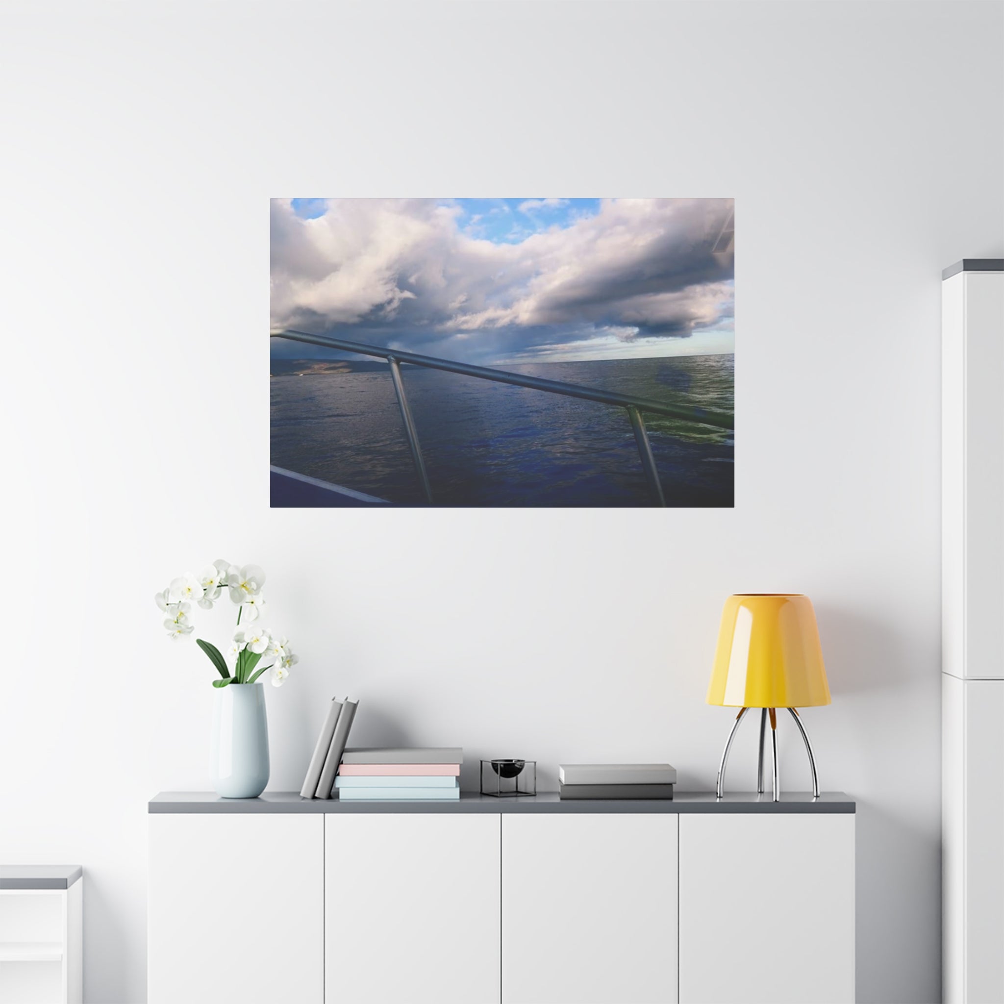 Ocean Horizon Boat Ride Matte Canvas Print – Stretched Seascape Wall Art