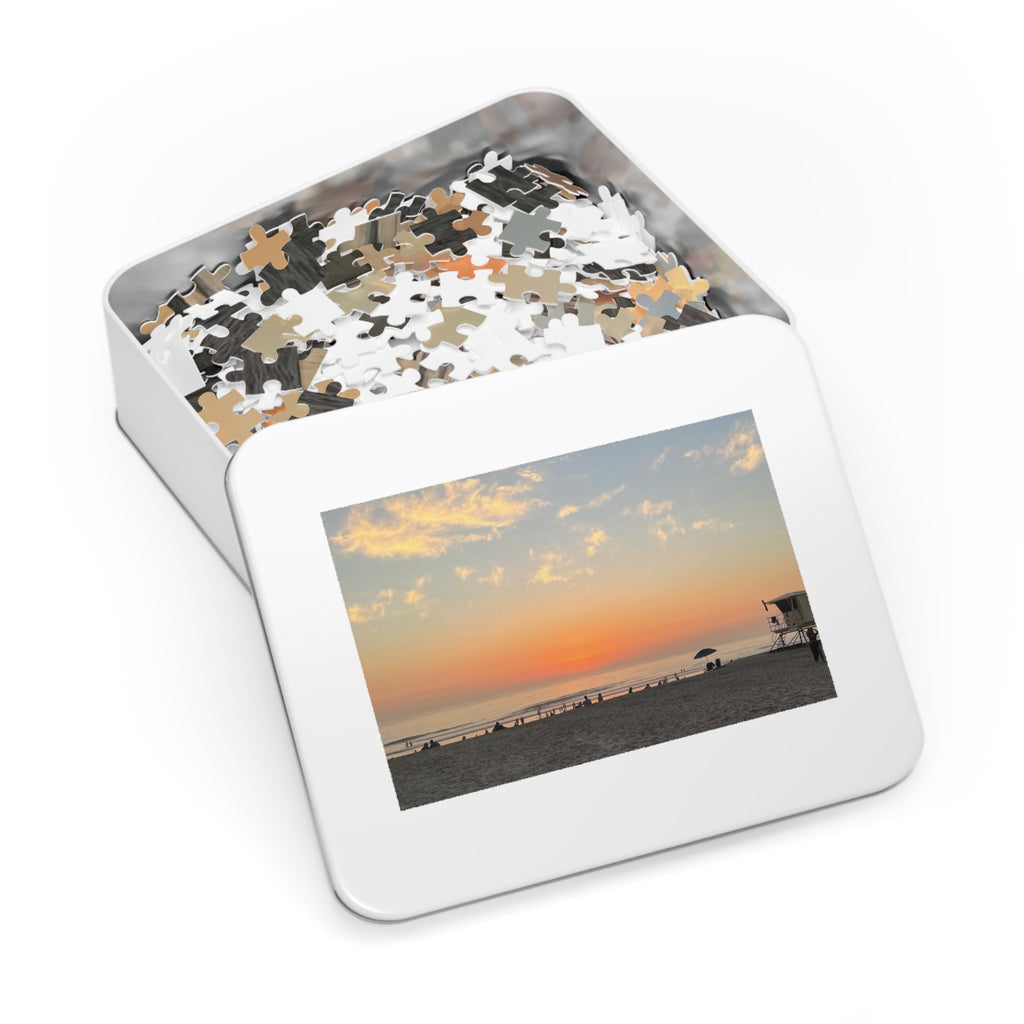 Beach Sunset Jigsaw Puzzle with Tin — Scenic Puzzle Gift