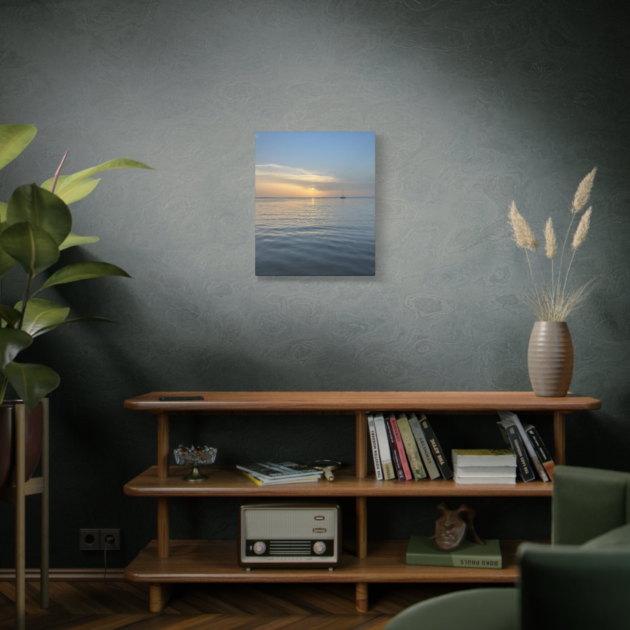 Sunset Sail Matte Canvas Print — Tranquil Ocean Wall Art, Stretched 1.25"