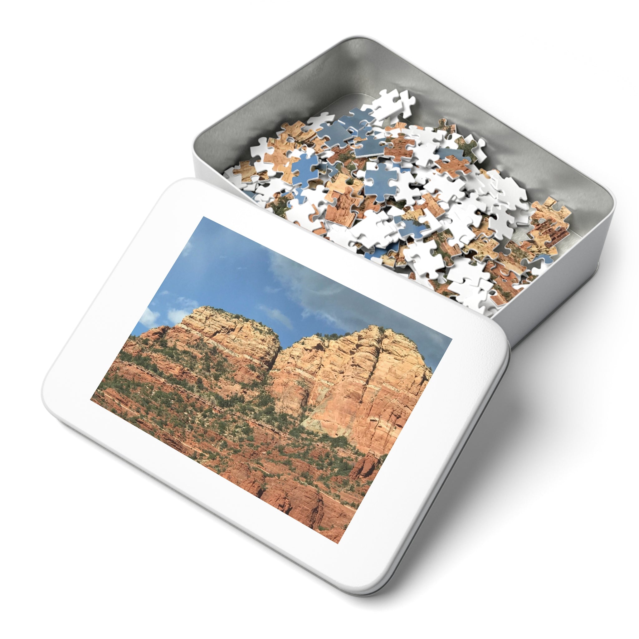 Red Rock Canyon Landscape Jigsaw Puzzle with Tin – Scenic Puzzle Gift