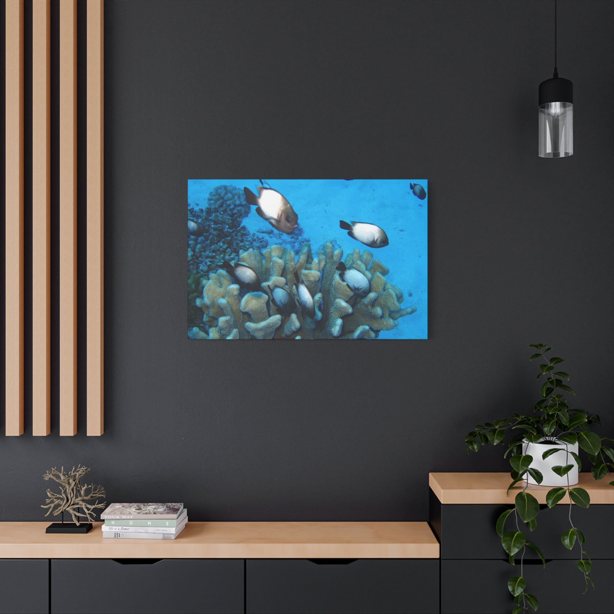 Underwater Coral Reef Canvas Wall Art — Tropical Fish Matte Stretched Canvas