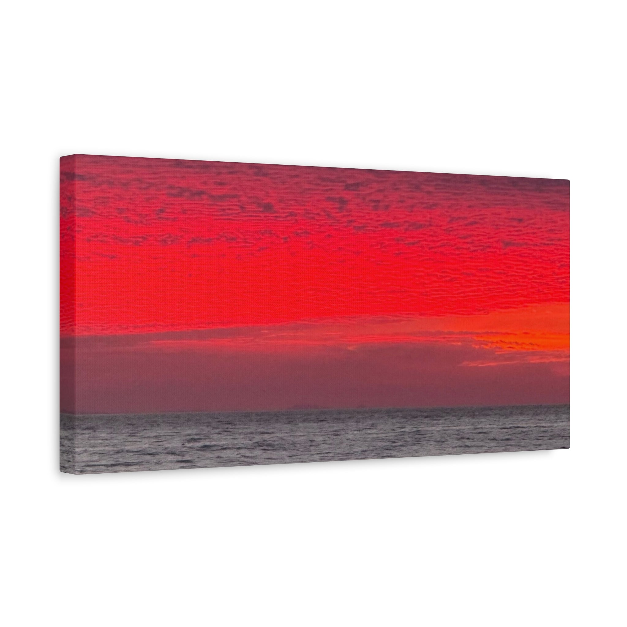 Sunset Horizon Matte Canvas Wall Art — Red Seascape Panorama, Stretched 1.25"