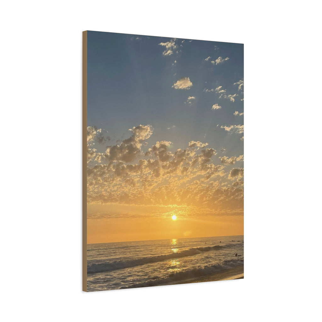 Sunset Over Ocean Matte Canvas Print — Beach Sunrise Wall Art (Stretched 1.25")