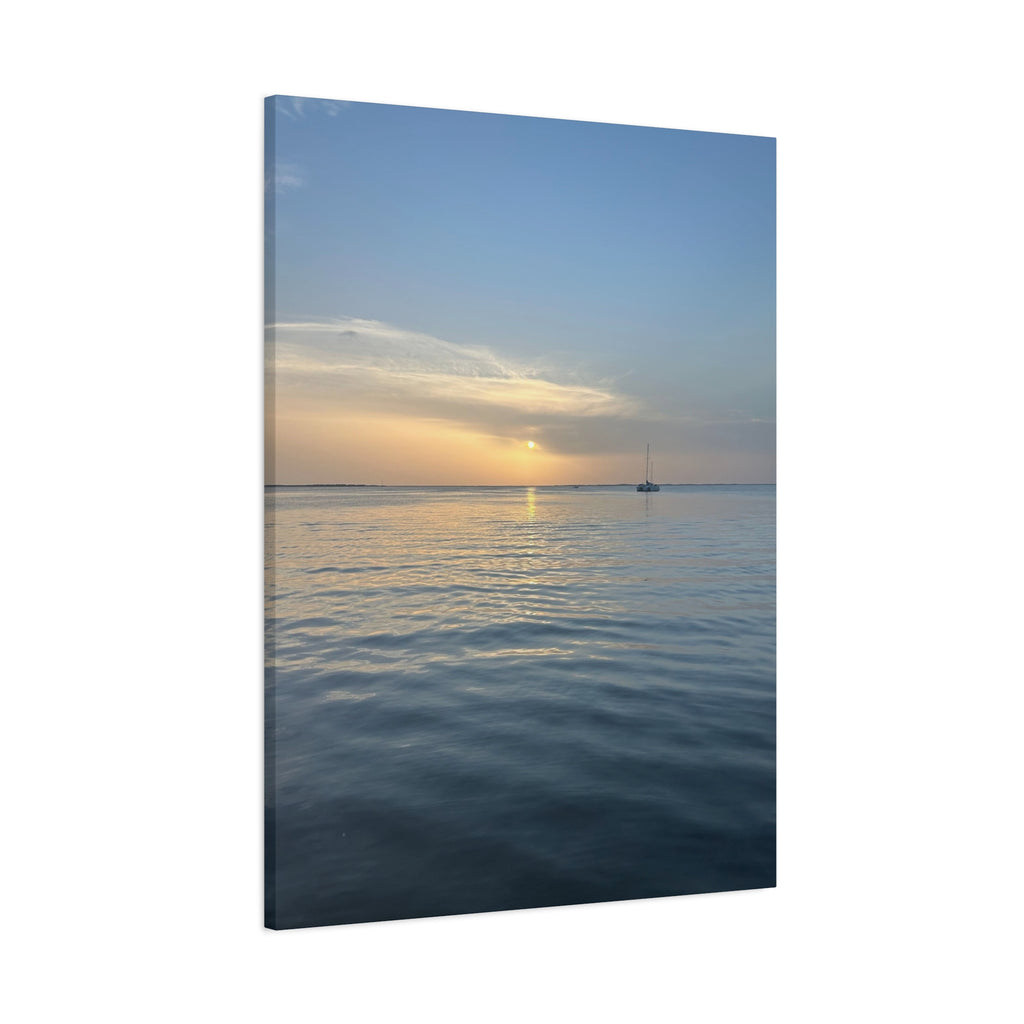 Sunset Sail Matte Canvas Print — Tranquil Ocean Wall Art, Stretched 1.25"