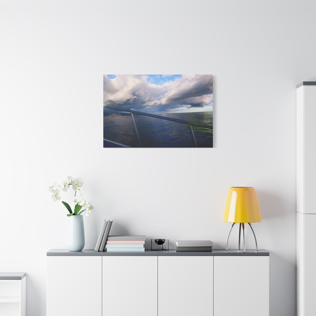 Ocean Horizon Boat Ride Matte Canvas Print – Stretched Seascape Wall Art