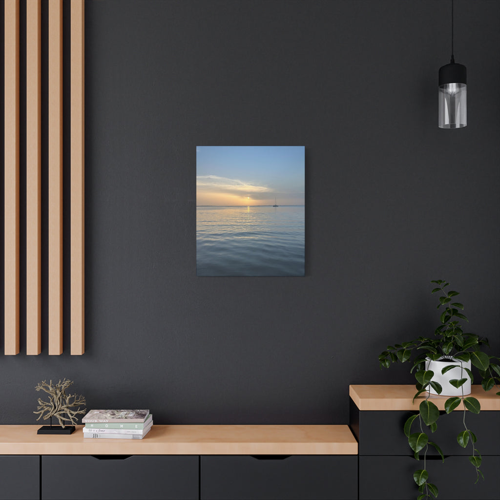 Sunset Sail Matte Canvas Print — Tranquil Ocean Wall Art, Stretched 1.25"