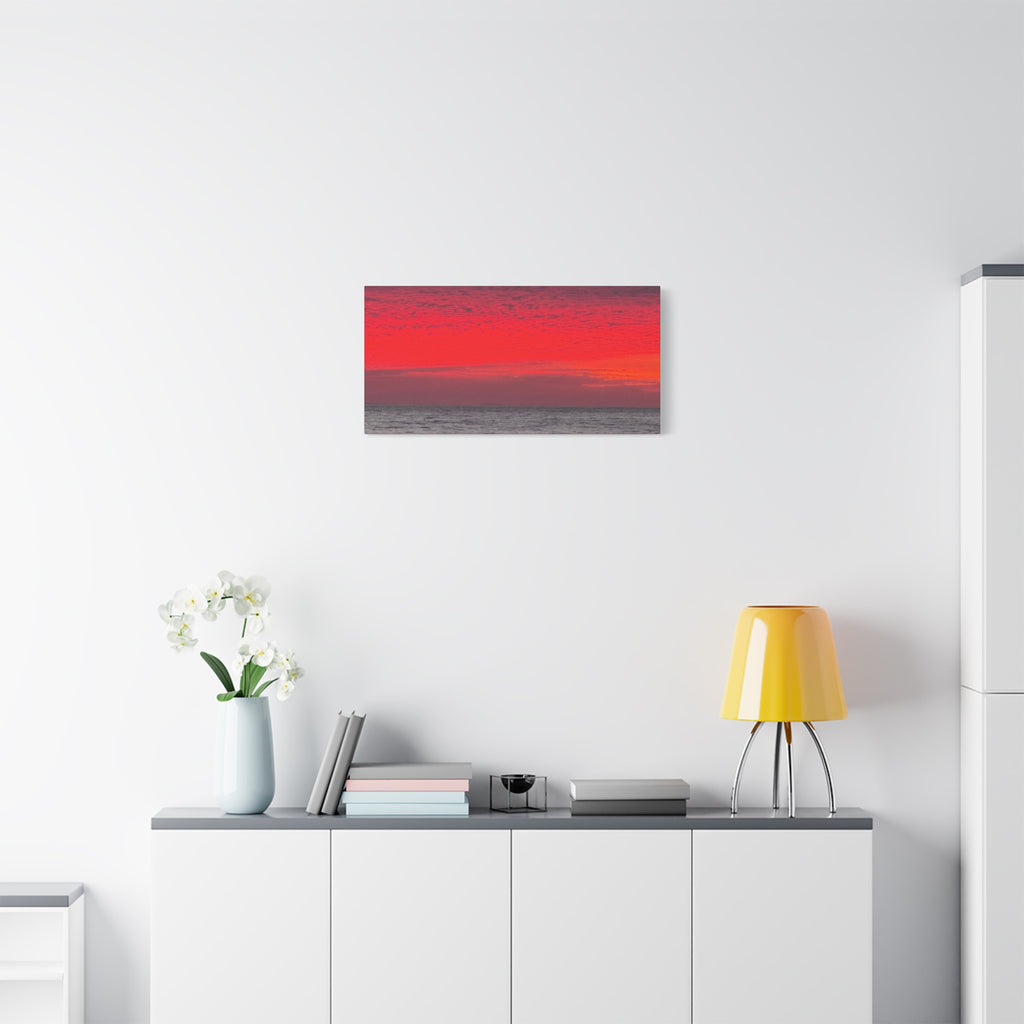 Sunset Horizon Matte Canvas Wall Art — Red Seascape Panorama, Stretched 1.25"