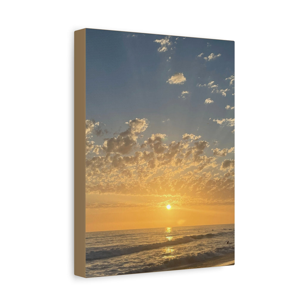 Sunset Over Ocean Matte Canvas Print — Beach Sunrise Wall Art (Stretched 1.25")