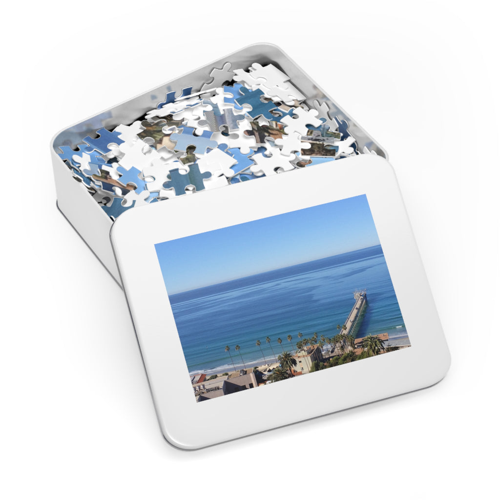 Coastal Pier Jigsaw Puzzle (with Tin) — Scenic Ocean View Puzzle Gift
