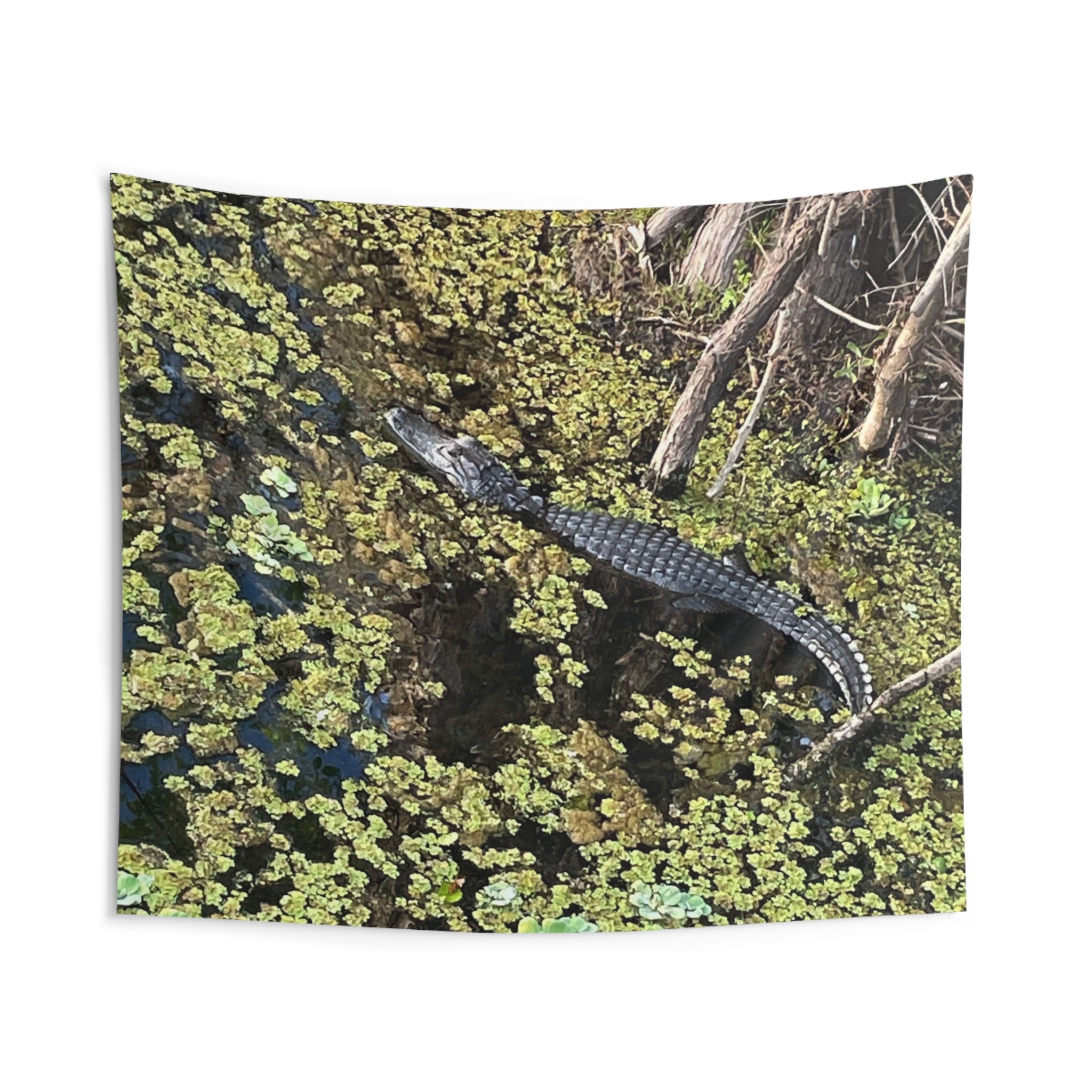 Alligator Marsh Wall Tapestry — Realistic Swamp Wildlife Decor