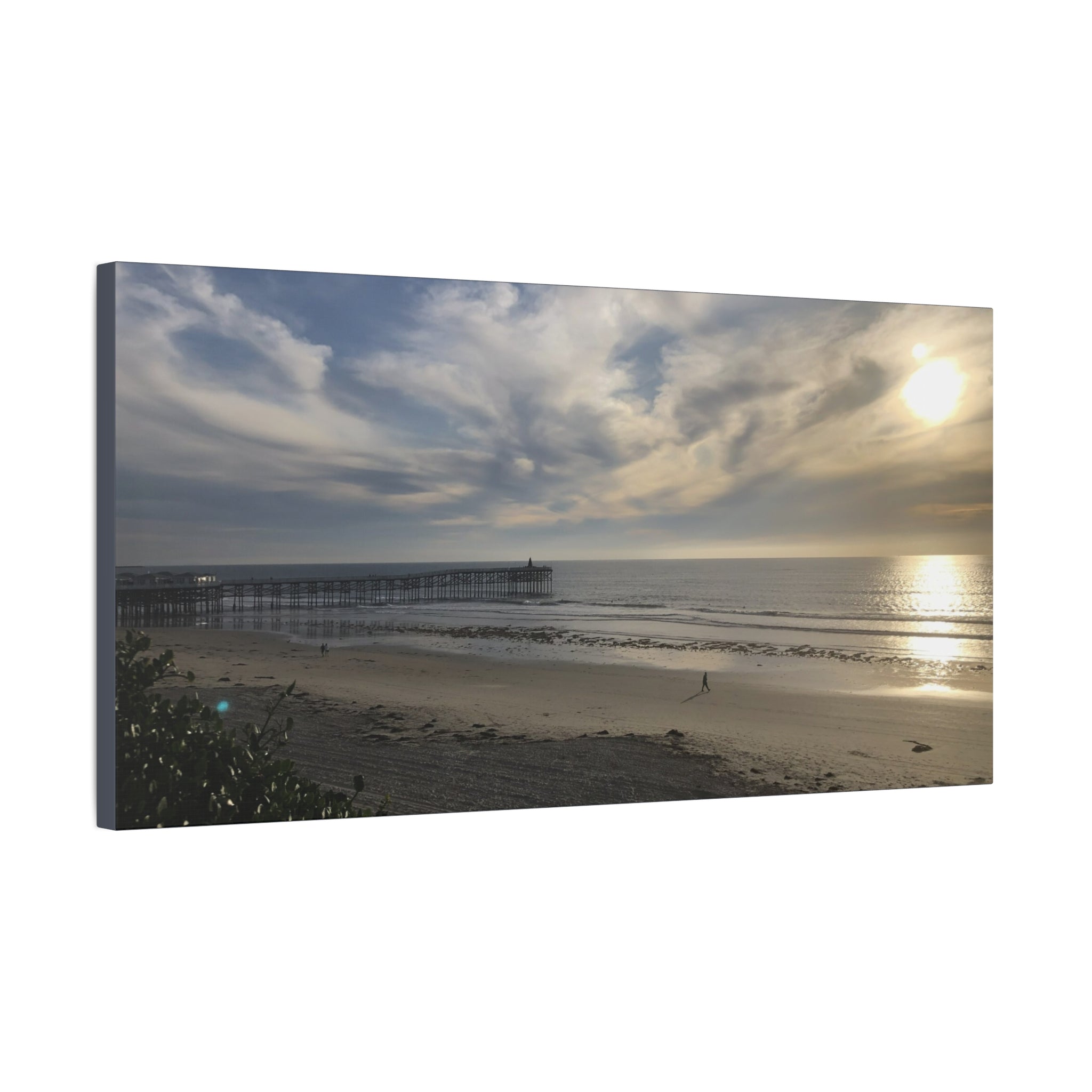 Sunset Pier Beach Canvas Print — Matte Stretched Wall Art