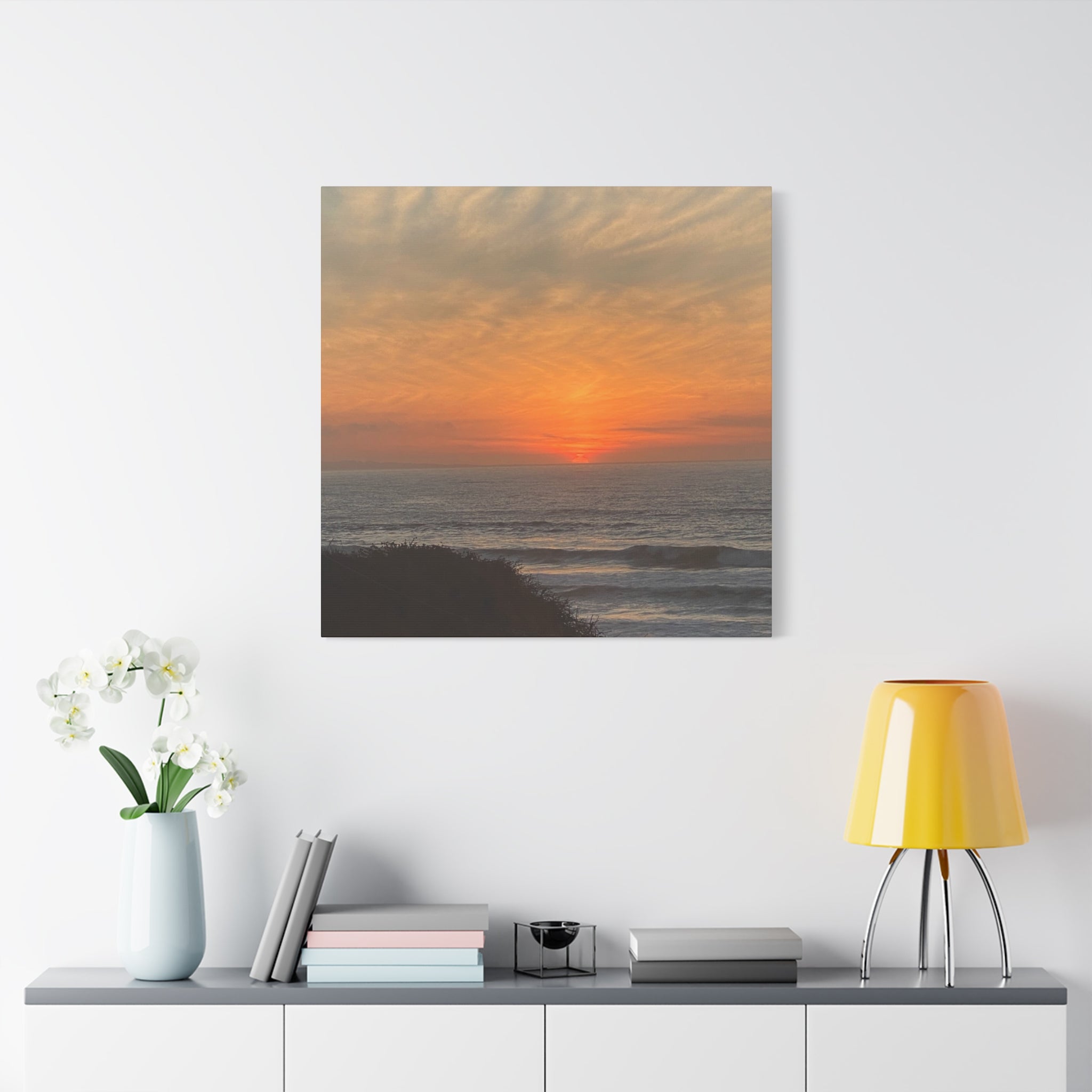 Sunset Ocean Canvas Wall Art — Matte Stretched 1.25"