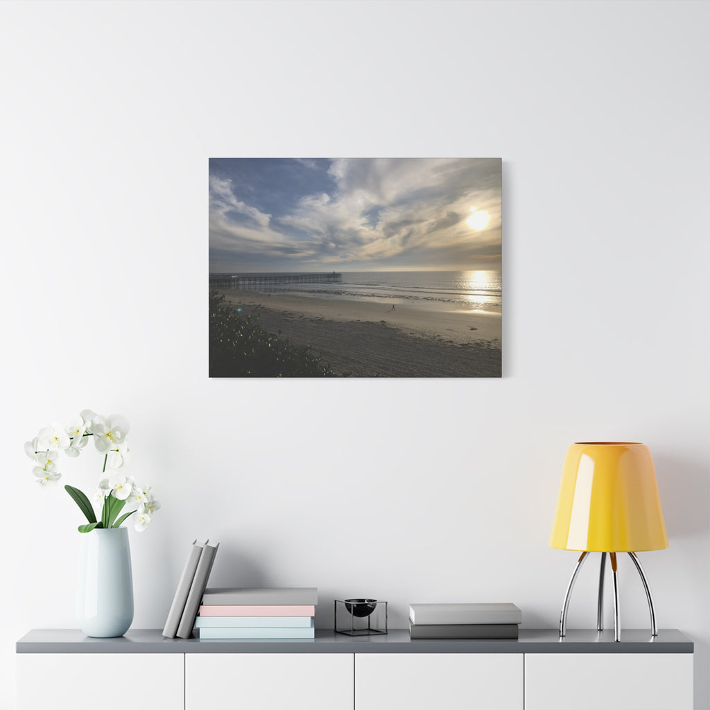 Sunset Pier Beach Canvas Print — Matte Stretched Wall Art