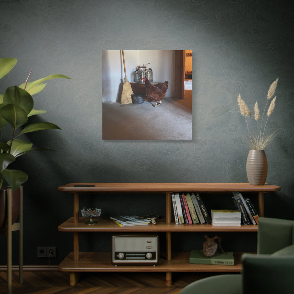 Farmhouse Chicken Canvas Print - Rustic Hen Matte Stretched Wall Art