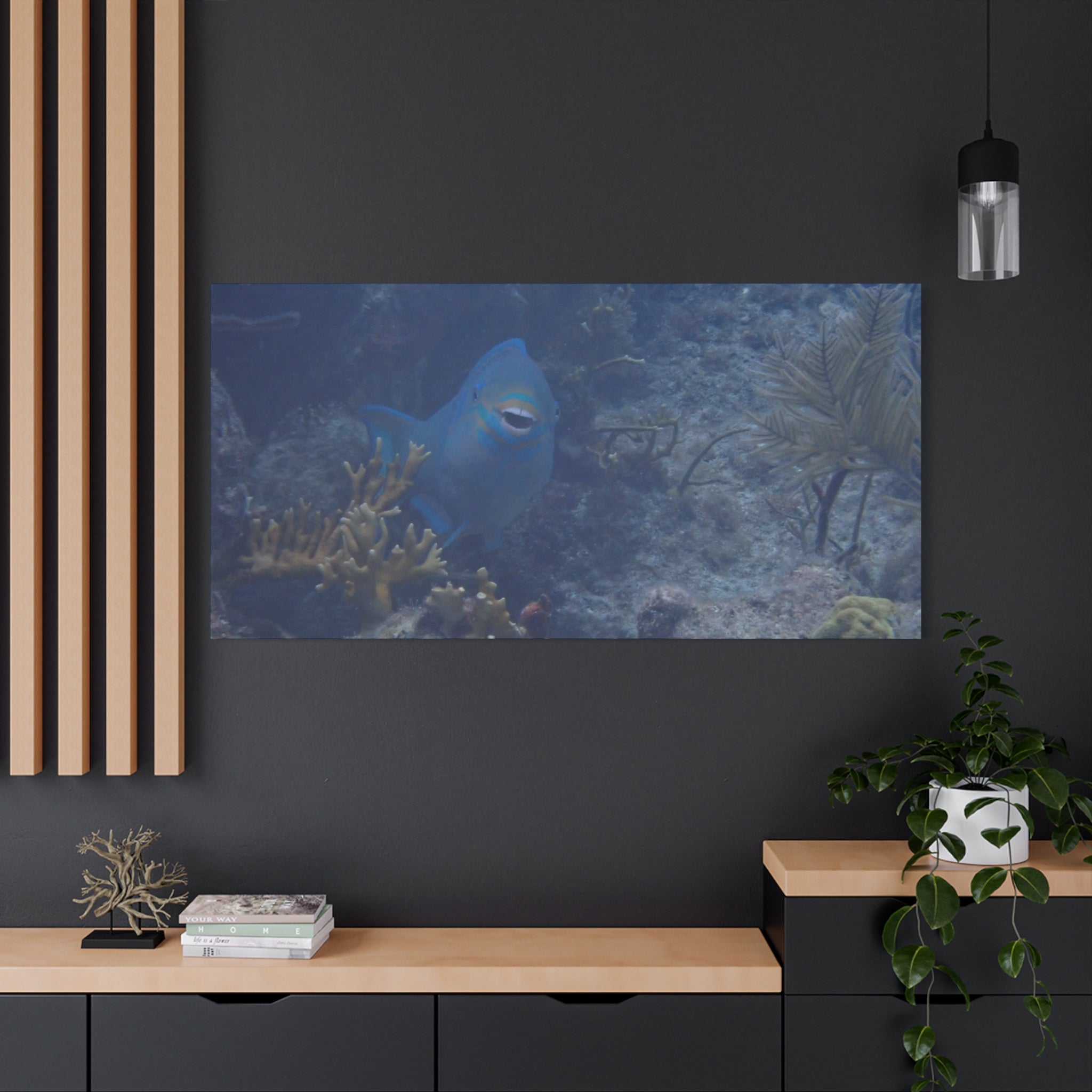 Underwater Parrotfish Canvas Print — Tropical Reef Wall Art