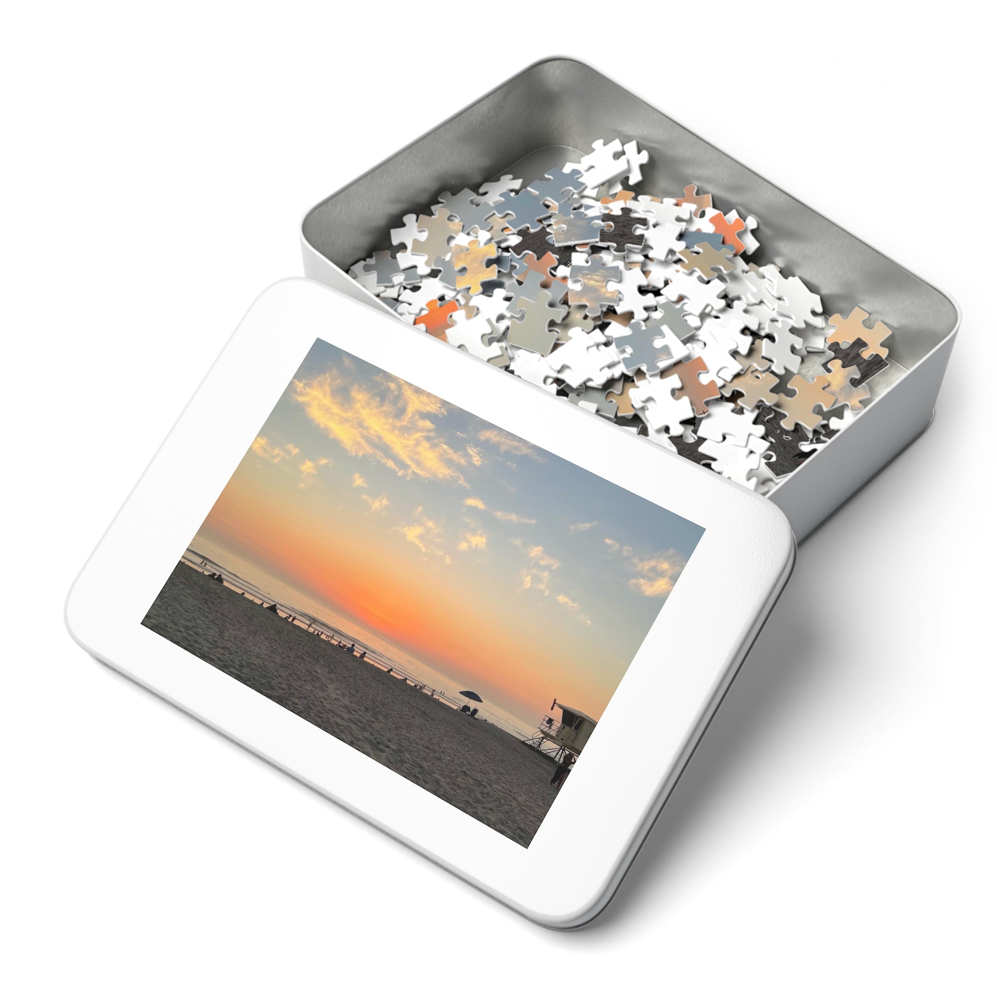 Beach Sunset Jigsaw Puzzle with Tin — Scenic Puzzle Gift