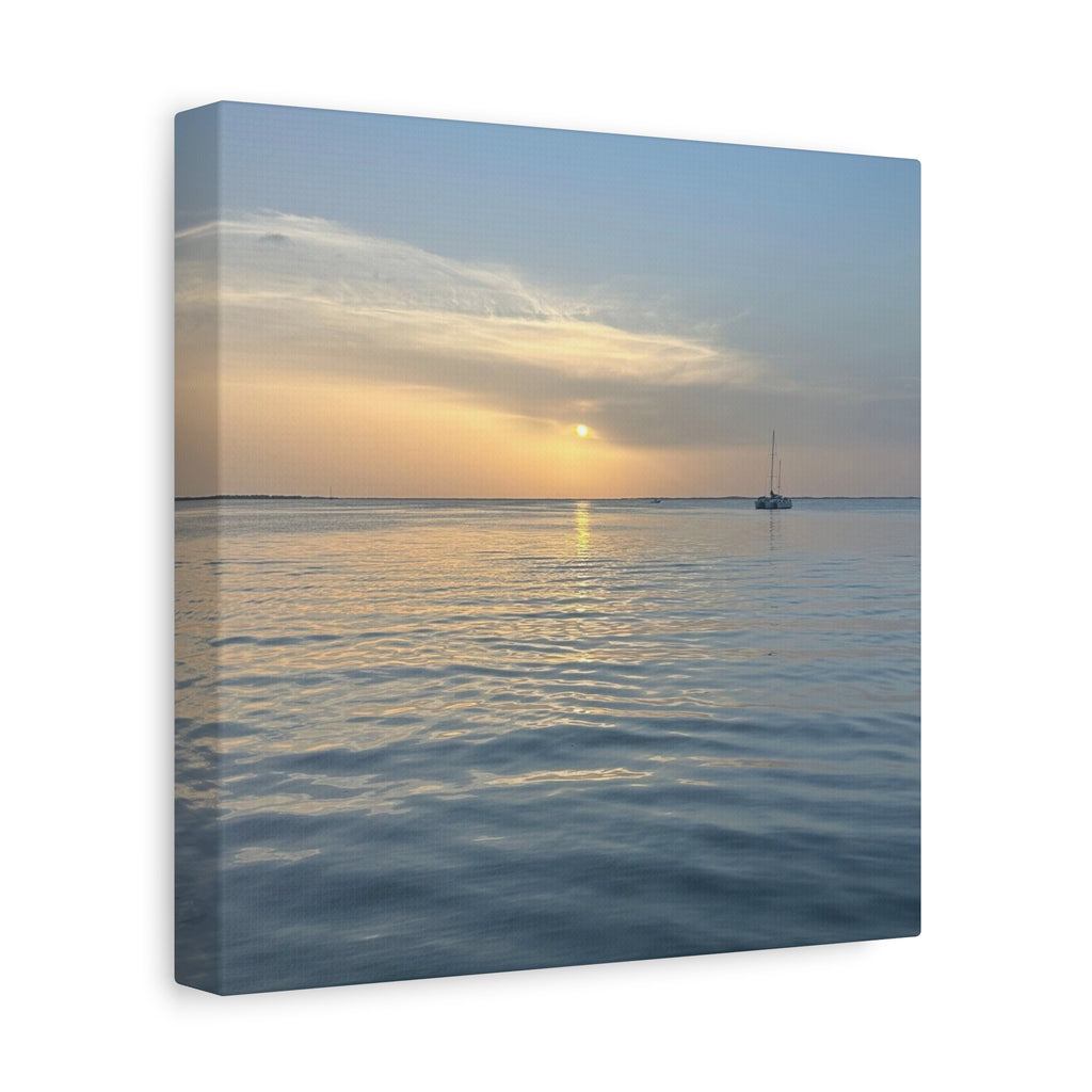 Sunset Sail Matte Canvas Print — Tranquil Ocean Wall Art, Stretched 1.25"