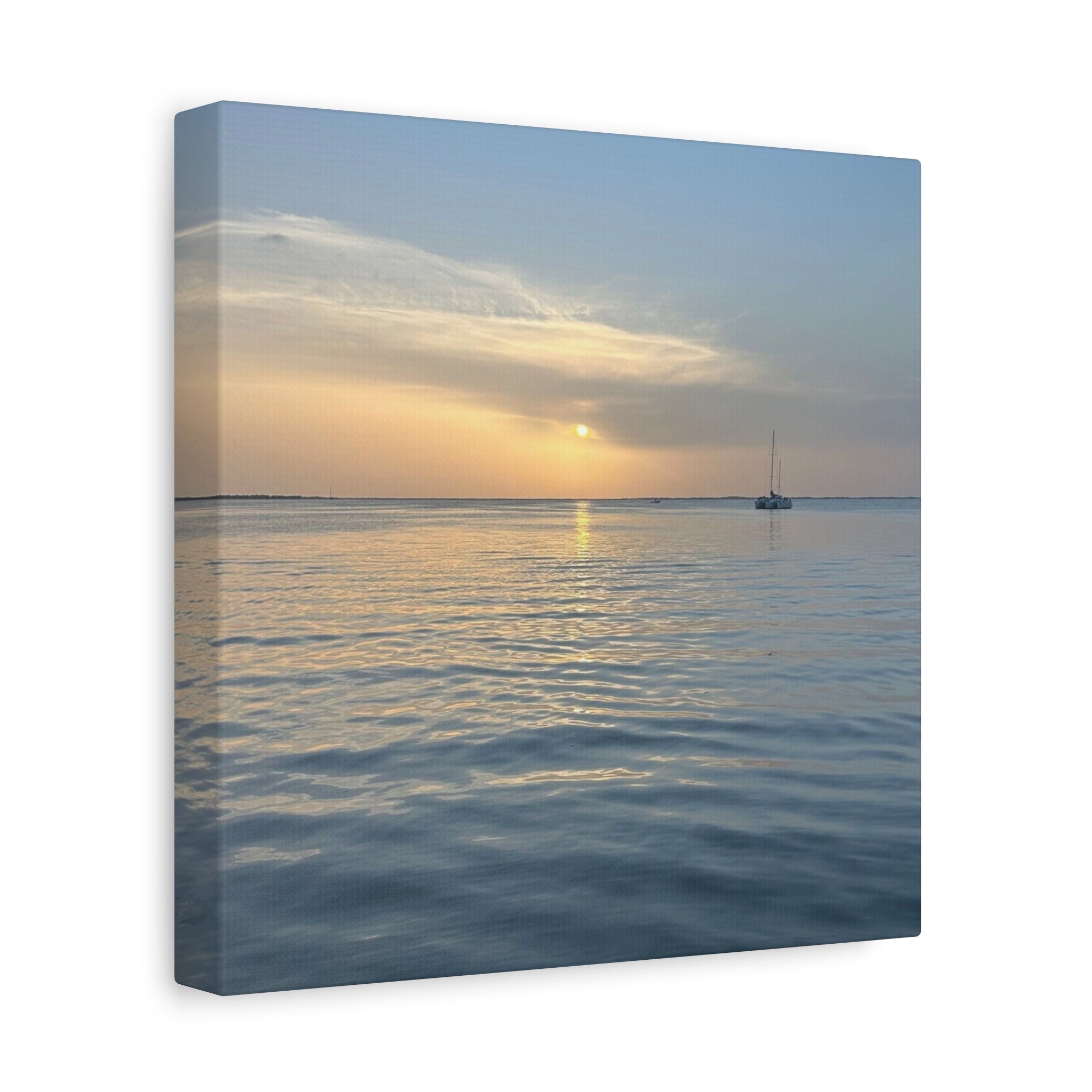 Sunset Sail Matte Canvas Print — Tranquil Ocean Wall Art, Stretched 1.25"